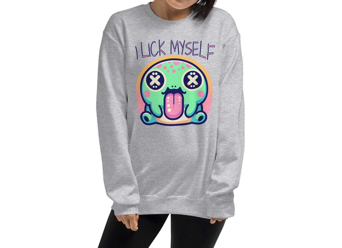 Creepy Cute Weirdcore Trippy Toad Sweatshirt I Lick Myself Grunge Colorado River Toad Sweater