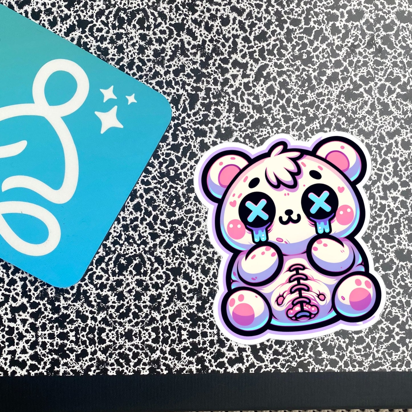 Creepy Cute Gore Weirdcore Bear Vinyl Sticker Grunge Pastel Goth Stitch Teddy Weird Sticker Gifts