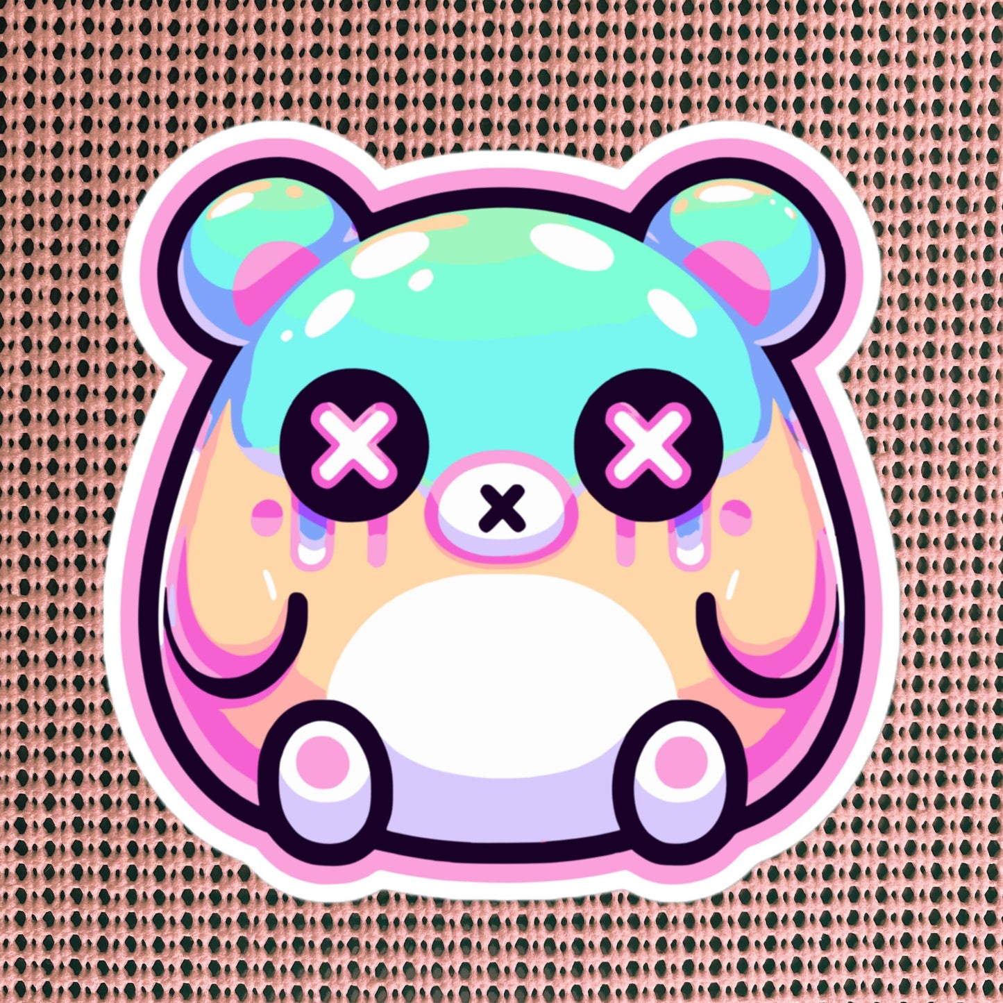 Trippy Cute Gore Clowncore Bear Vinyl Sticker Grunge Pastel Goth Weirdcore Teddy Sticker Gifts
