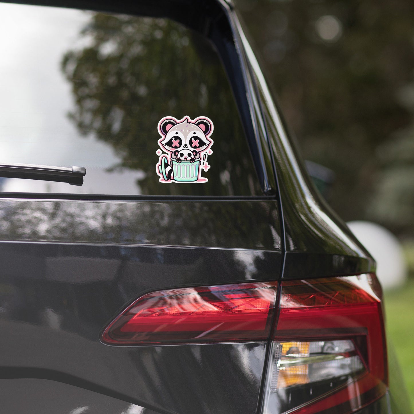 Weirdcore Pastel Goth Grunge Cute Raccoon & Opossum Vinyl Sticker Trash Can Oddcore Waterproof Sticker, Weird Stuff Unique Gift