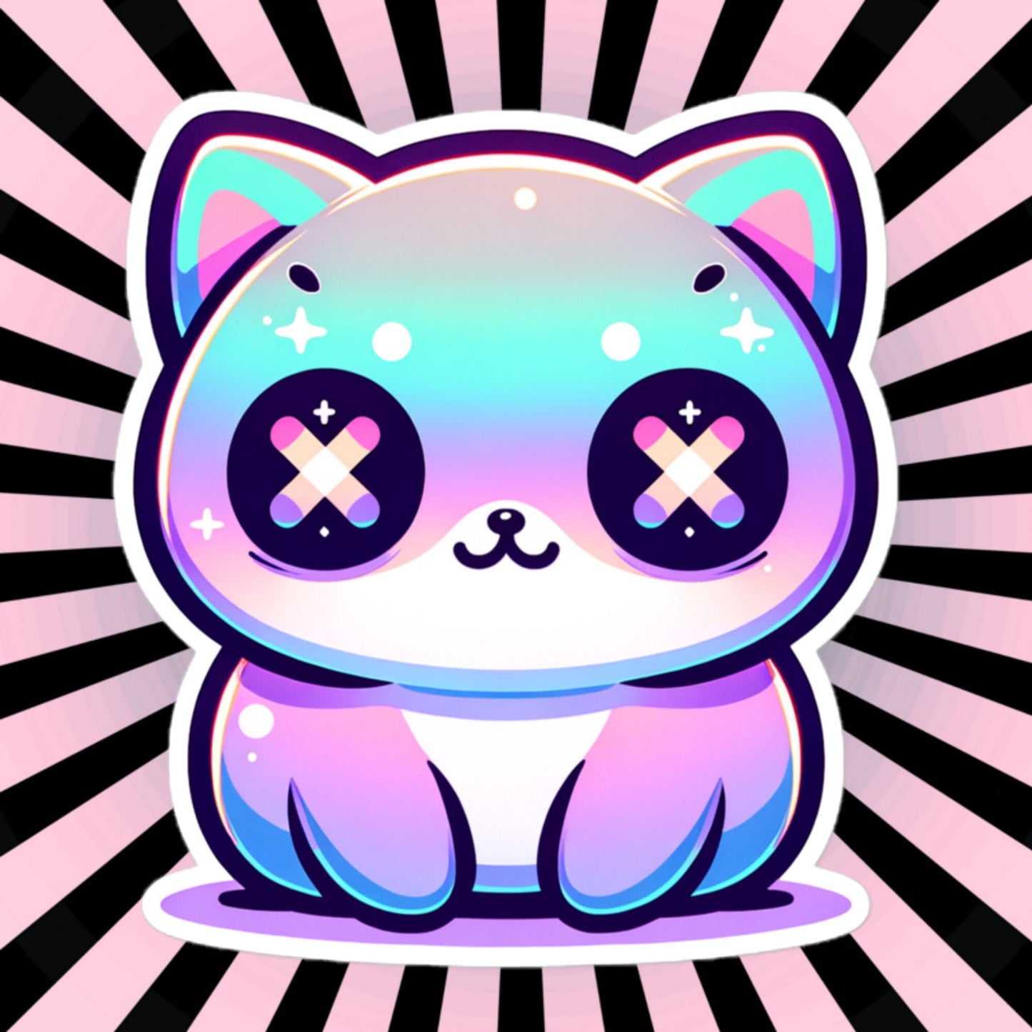Weirdcore Pastel Goth Grunge Cute Trippy Cat Vinyl Sticker Oddcore Kitty Waterproof Sticker, Weird Stuff Unique Gift