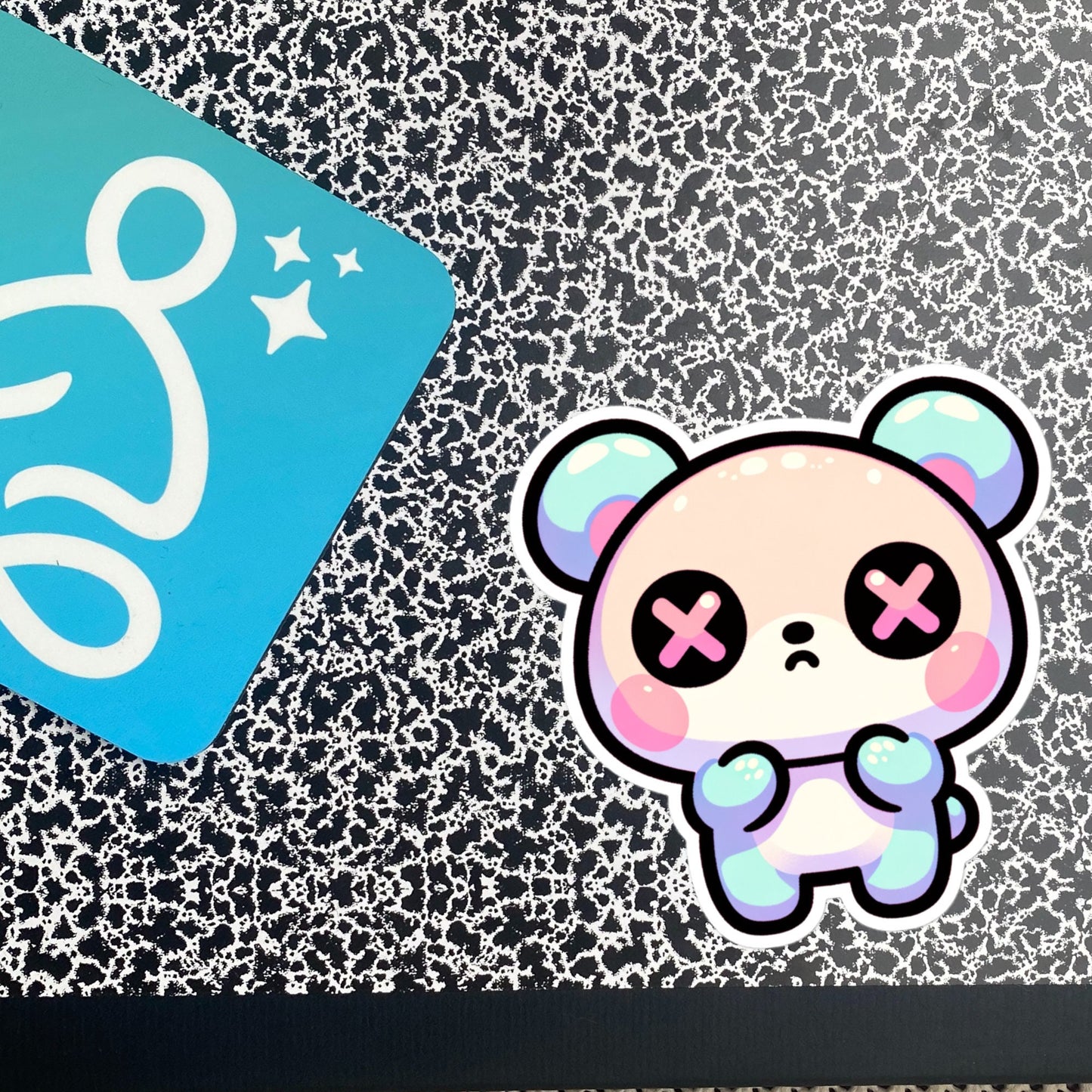 Weirdcore Pastel Goth Grunge Cute Panic Bear Vinyl Sticker Oddcore Teddy Waterproof Sticker, Weird Stuff Unique Gift