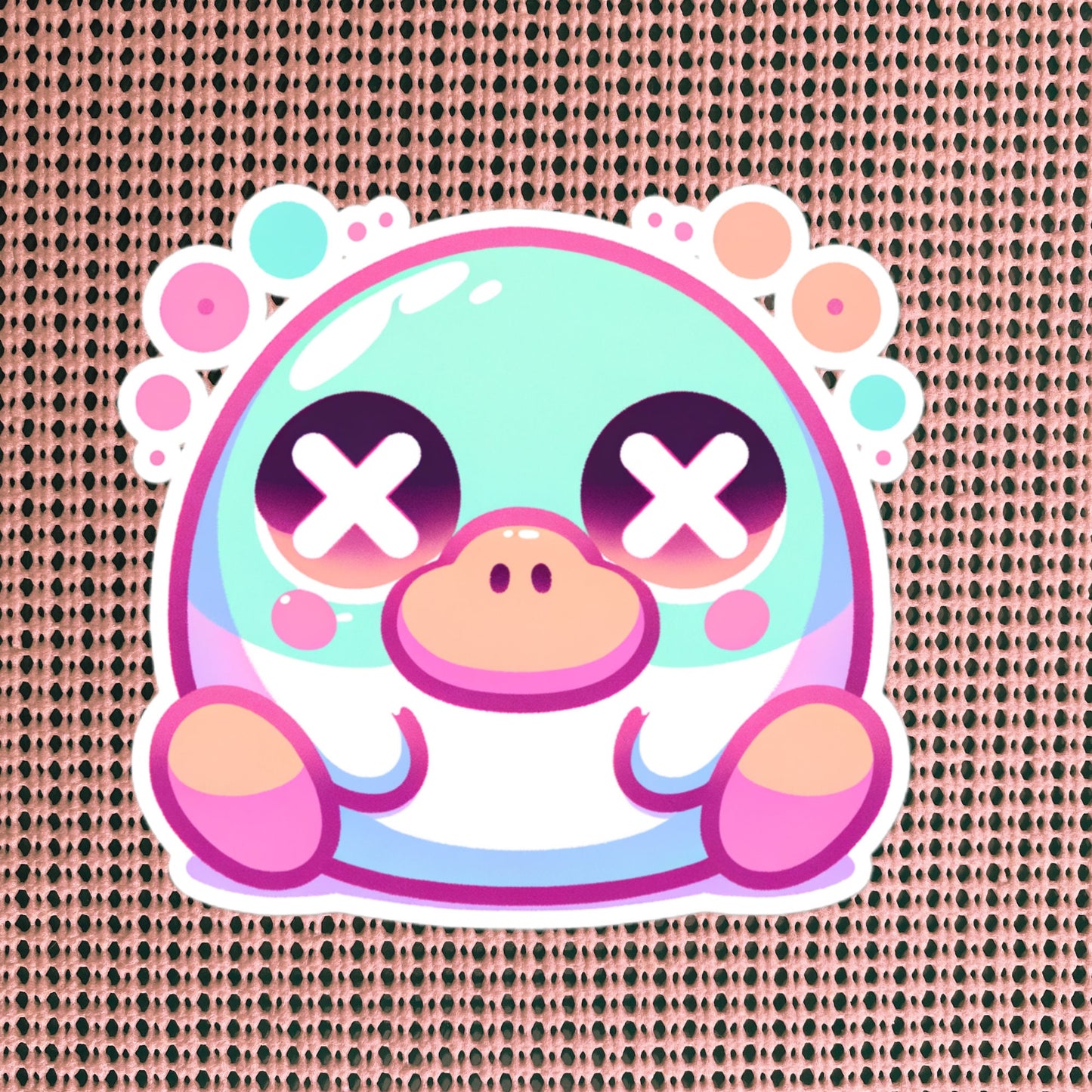 Creepy Cute Clowncore Weirdcore Dazed Platypus Vinyl Sticker Grunge Pastel Goth Weird Sticker Gifts