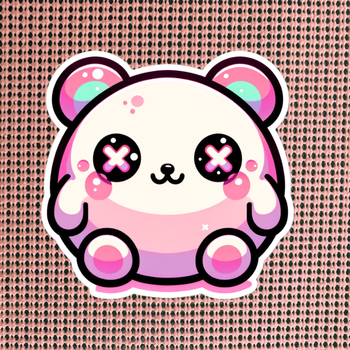 Weirdcore Pastel Goth Grunge Cute Chubby Pink Bear Vinyl Sticker Oddcore Animal Waterproof Sticker, Weird Stuff Unique Gift