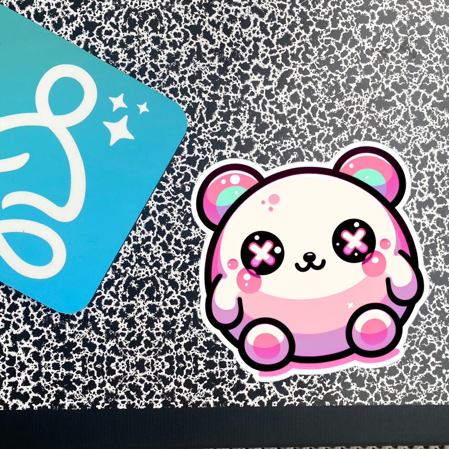 Weirdcore Pastel Goth Grunge Cute Chubby Pink Bear Vinyl Sticker Oddcore Animal Waterproof Sticker, Weird Stuff Unique Gift