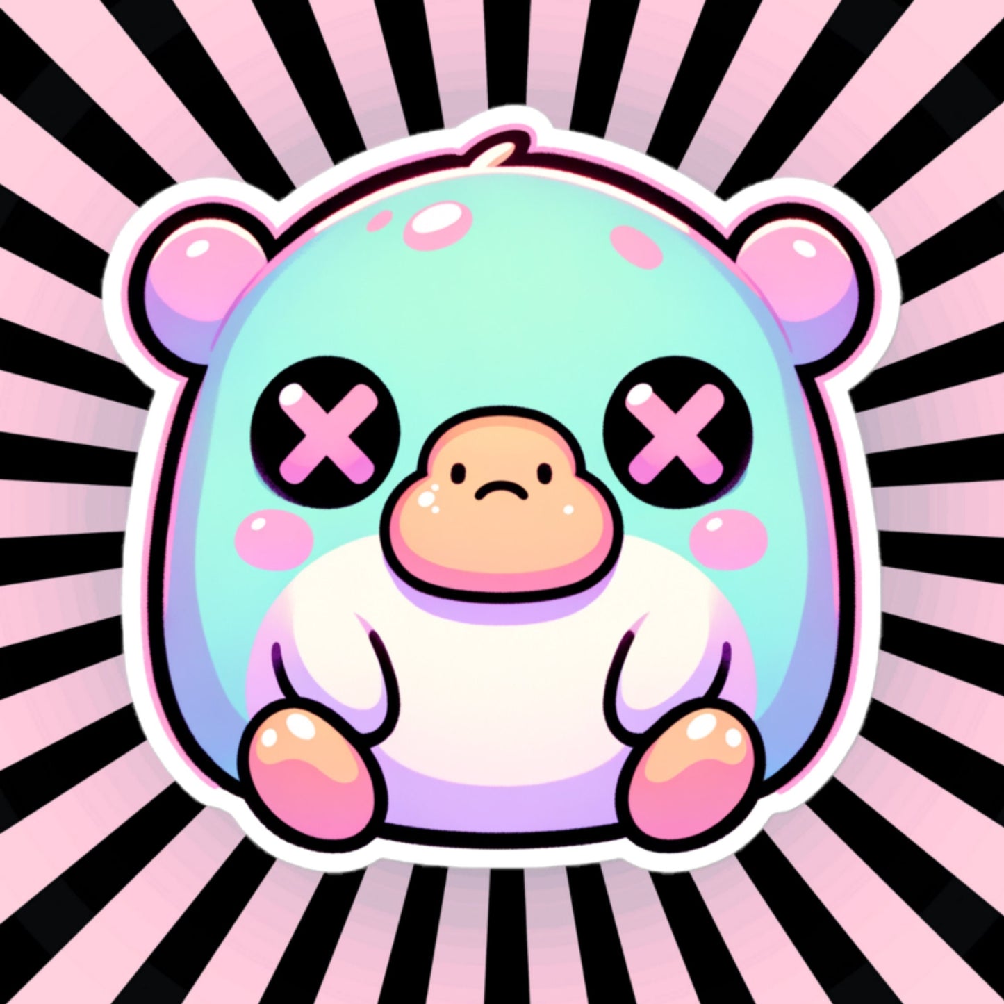 Creepy Cute Gore Clowncore Platypus Vinyl Sticker Grunge Pastel Goth Animal Sticker Gifts