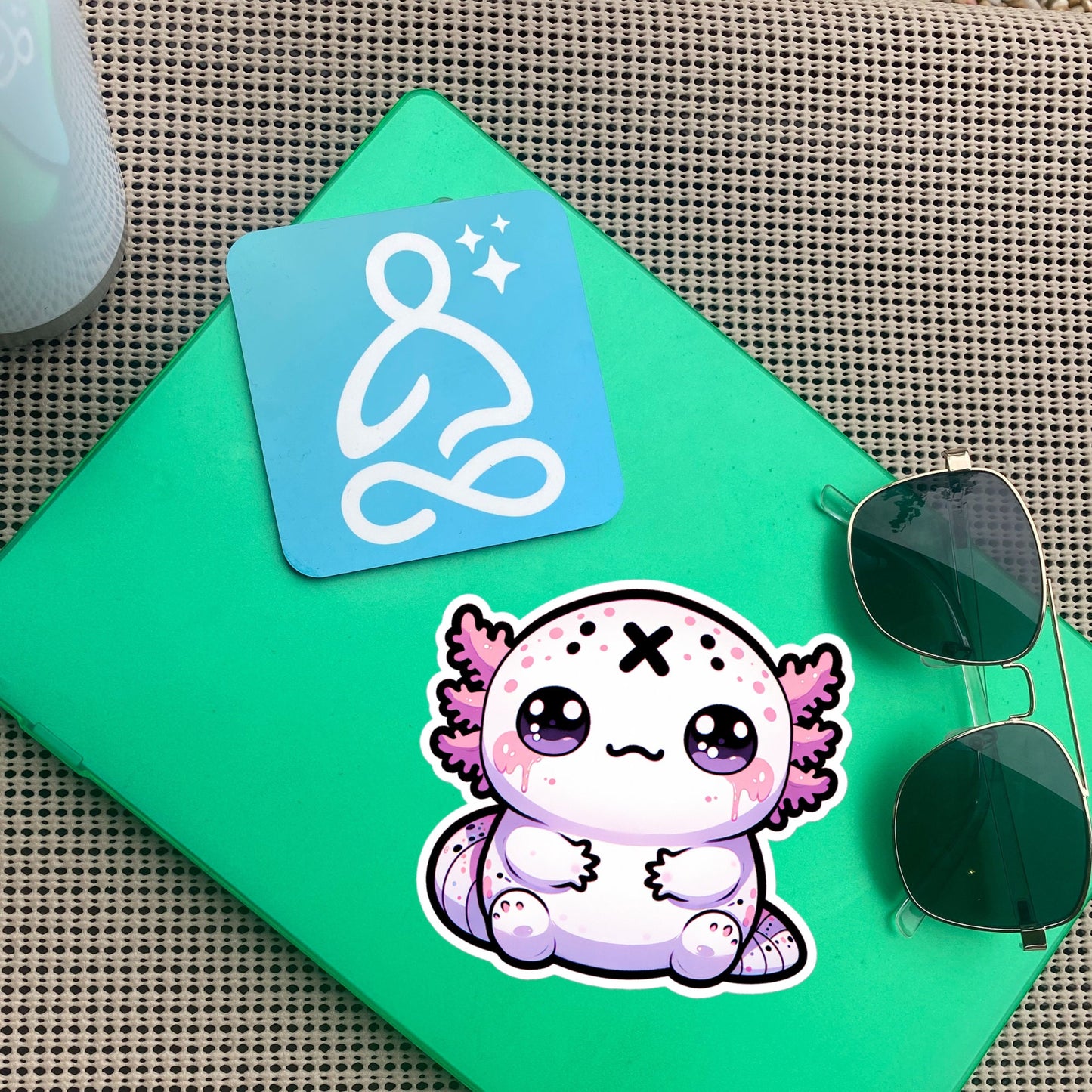 Creepy Cute Clowncore Axolotl Vinyl Sticker Grunge Pastel Goth Animal Sticker Gifts