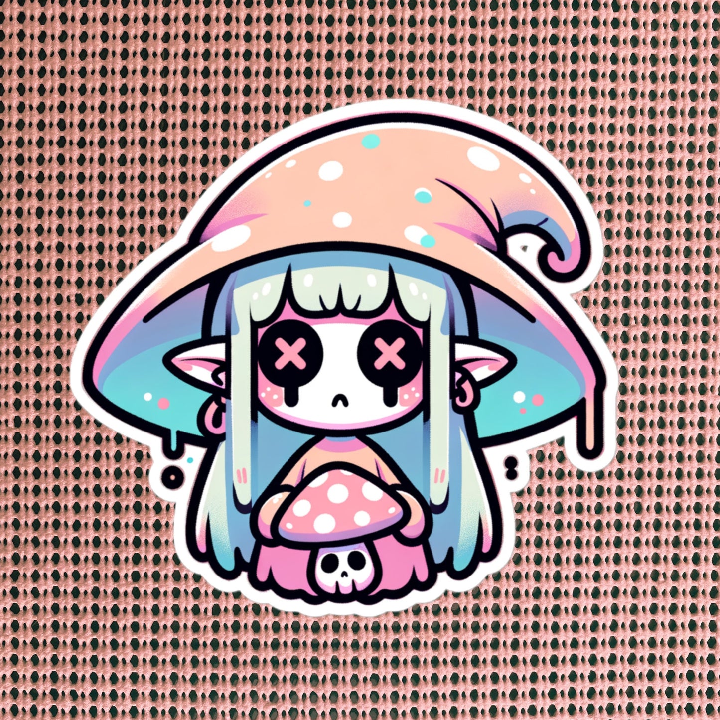 Weirdcore Pastel Goth Grunge Cute Sad Elf Mushroom Vinyl Sticker Mushroom Elf Oddcore Waterproof Sticker, Weird Stuff Unique Gift