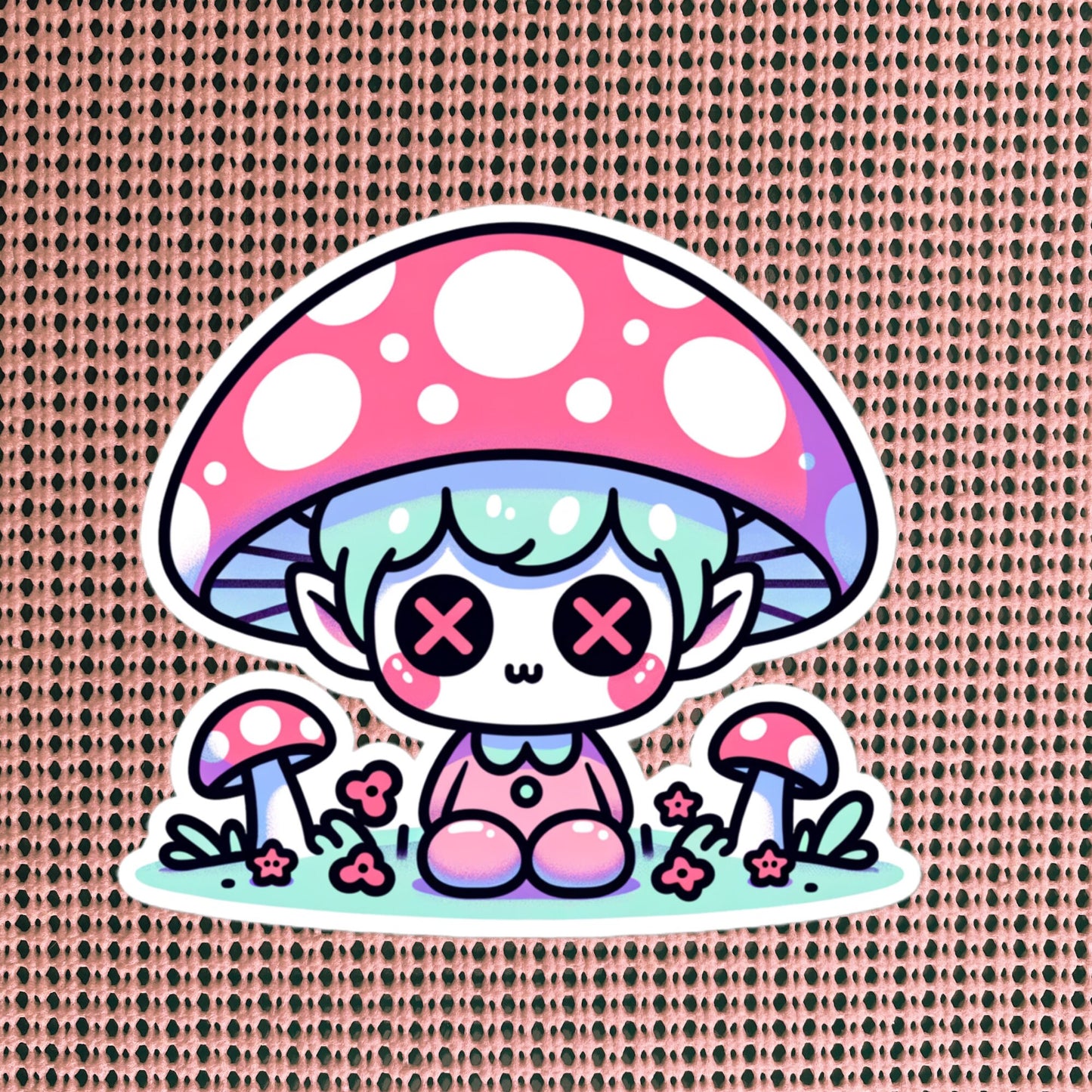 Creepy Cute Gore Clowncore Mushroom Boy Vinyl Sticker Grunge Pastel Goth Sticker Gifts
