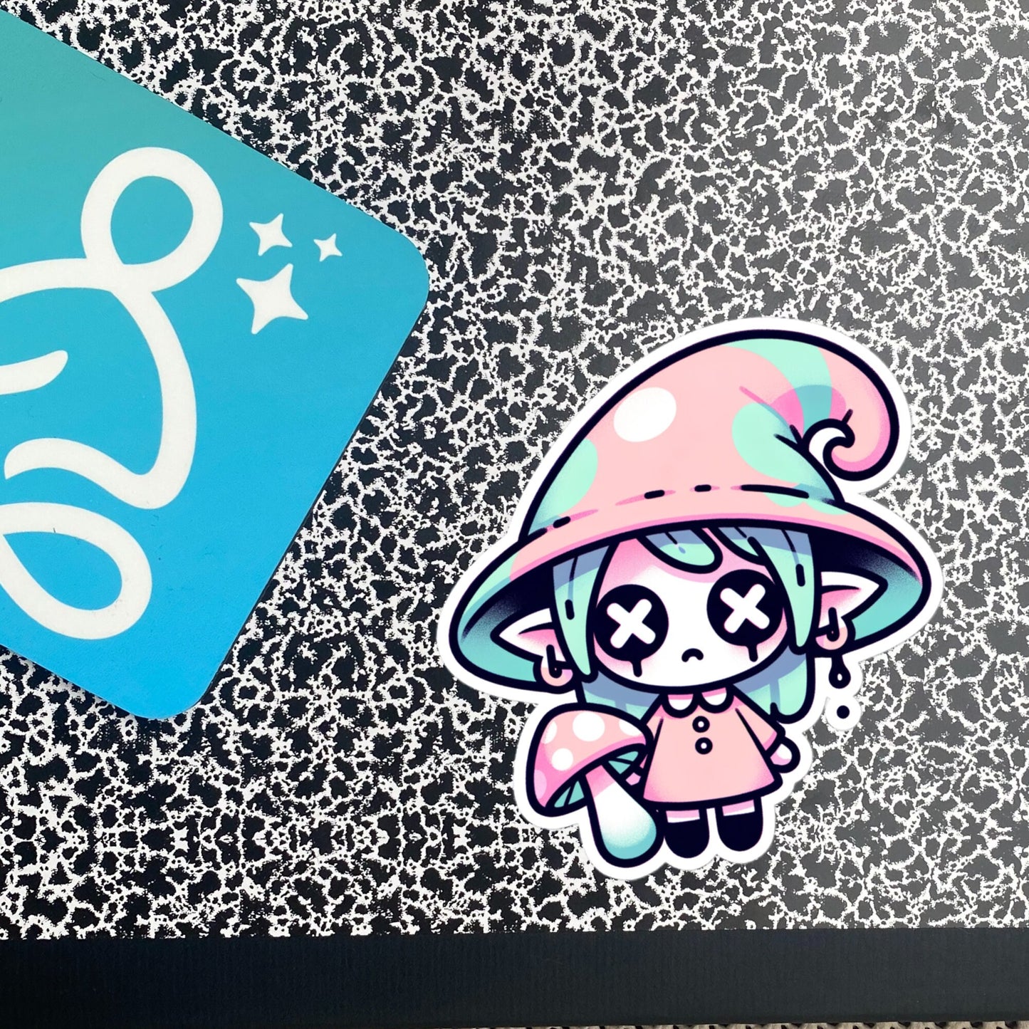Creepy Cute Gore Clowncore Sad Mushroom Girl Vinyl Sticker Grunge Pastel Goth Sticker Gifts