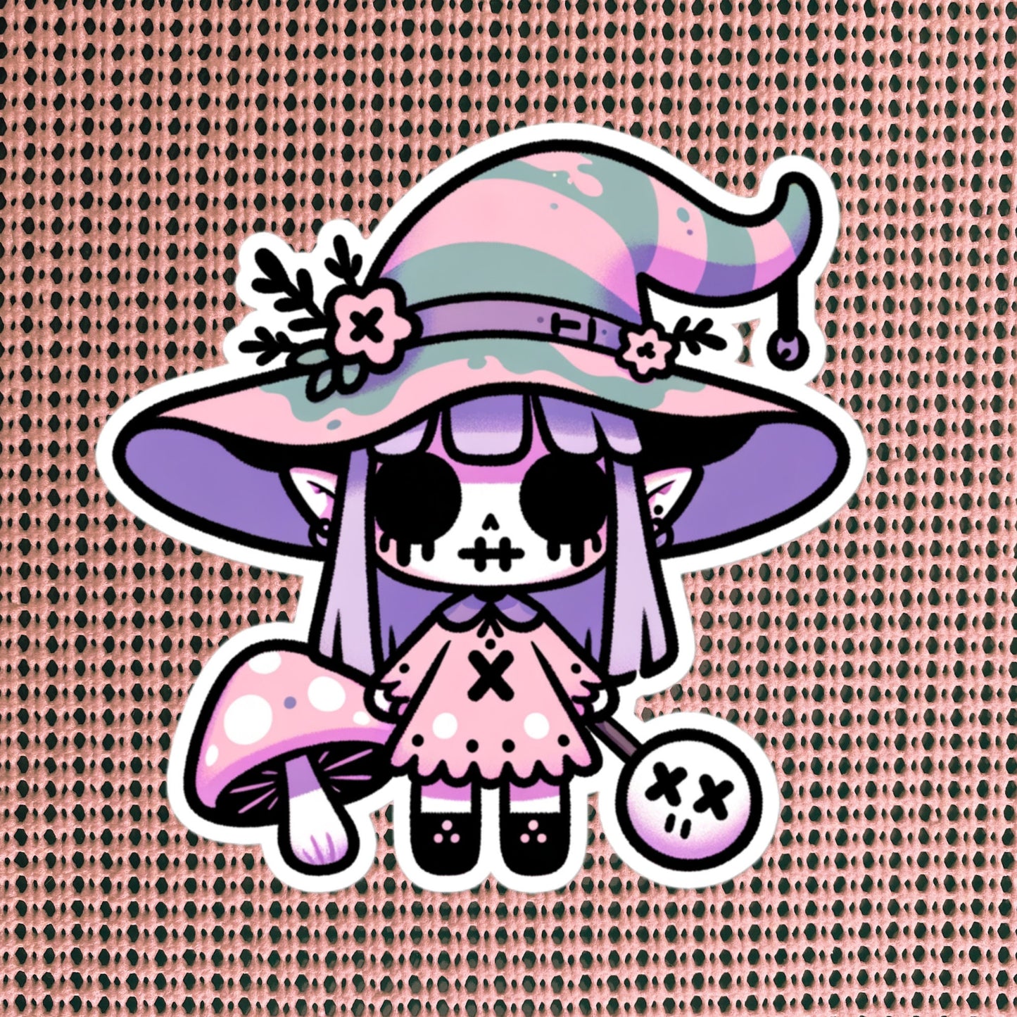 Creepy Cute Gore Weirdcore Mushroom Witch Vinyl Sticker Grunge Pastel Goth Witch Sticker Gift