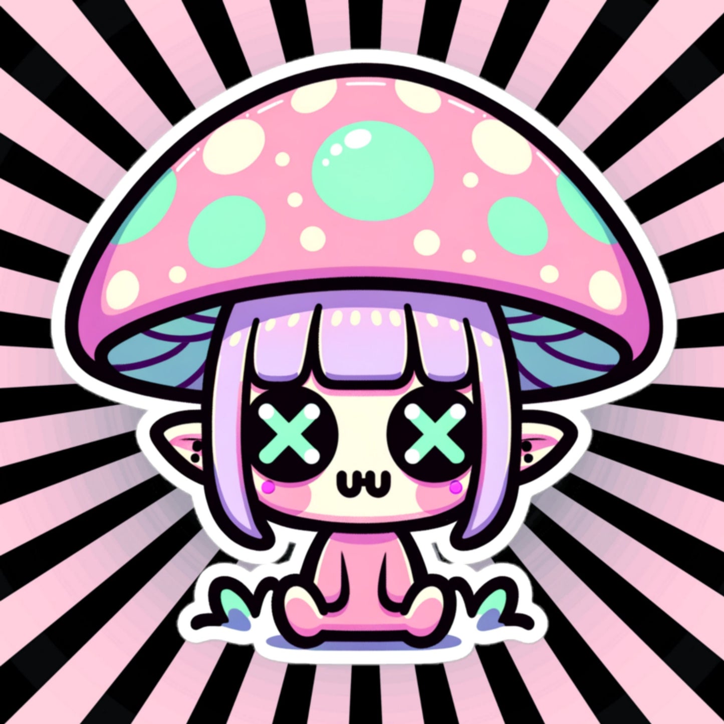 Creepy Cute Weirdcore Mushroom Elf Vinyl Sticker Grunge Pastel Goth Elf Sticker Gift