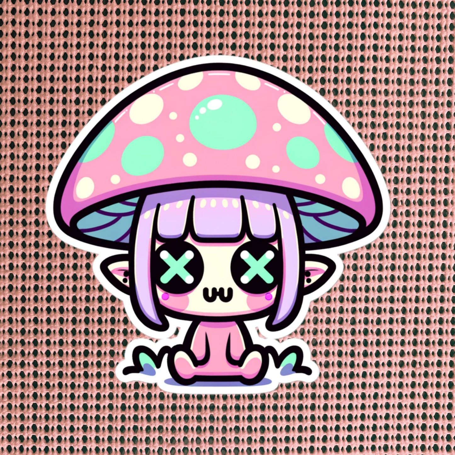 Creepy Cute Weirdcore Mushroom Elf Vinyl Sticker Grunge Pastel Goth Elf Sticker Gift