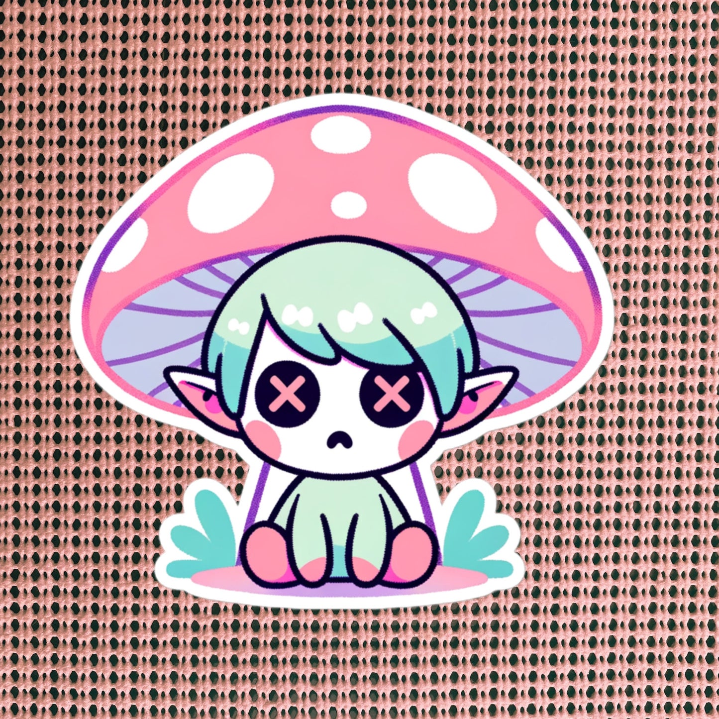 Creepy Cute Gore Clowncore Depressed Mushroom Elf Vinyl Sticker Grunge Pastel Goth Sticker Gifts