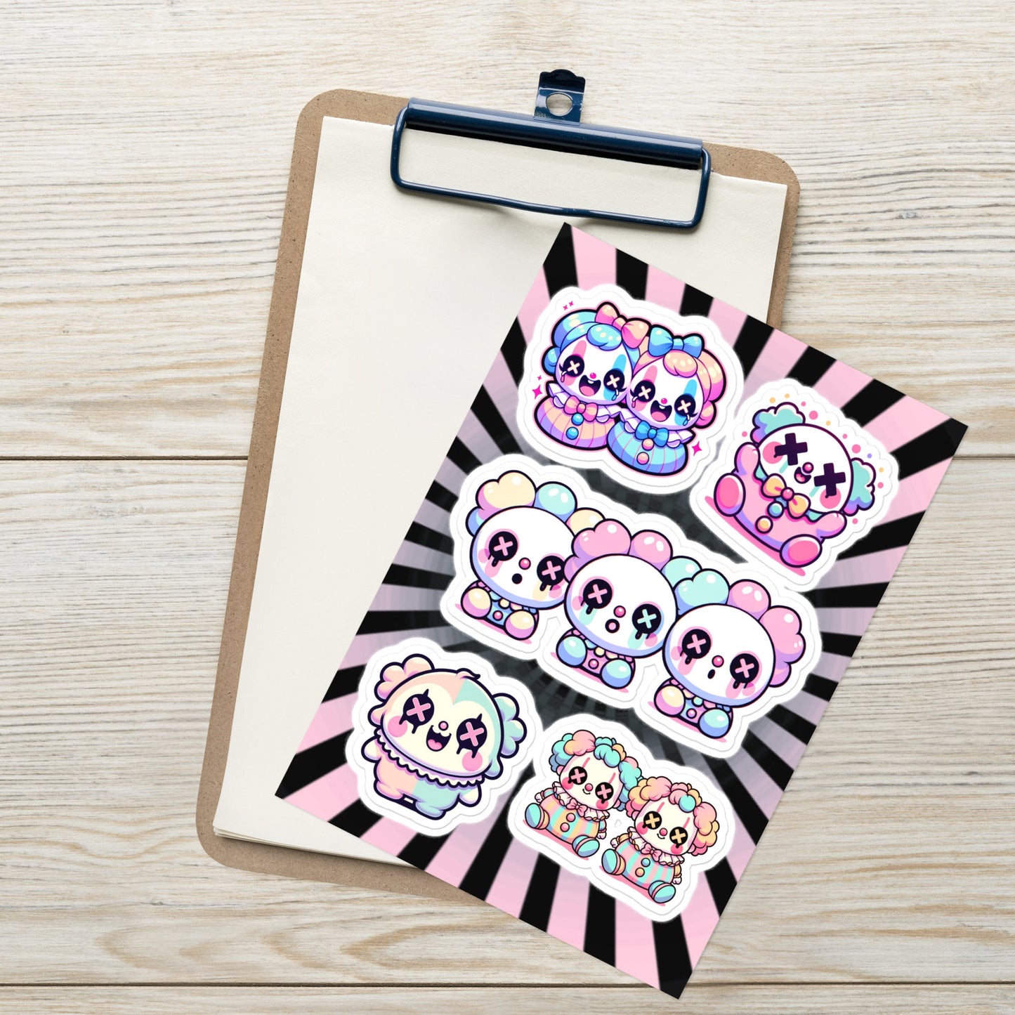 Creepy Cute Gore Clowncore Clowns Sticker Sheet Grunge Pastel Goth Clowns Sticker Pack