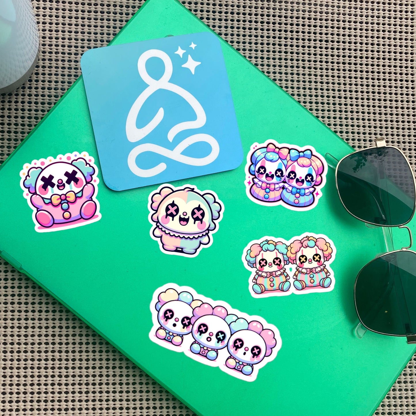 Creepy Cute Gore Clowncore Clowns Sticker Sheet Grunge Pastel Goth Clowns Sticker Pack