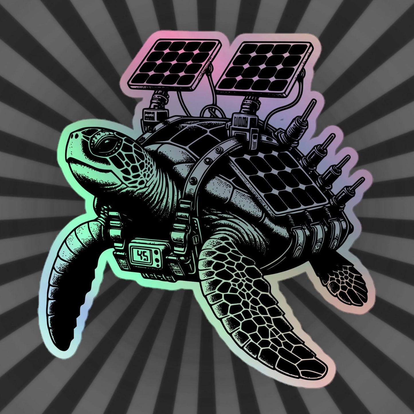 Gothic Grunge Punkrock Solar Powered Sea Turtle Sticker Vinyl Holographic Pastel Goth Warcore Turtle Sticker
