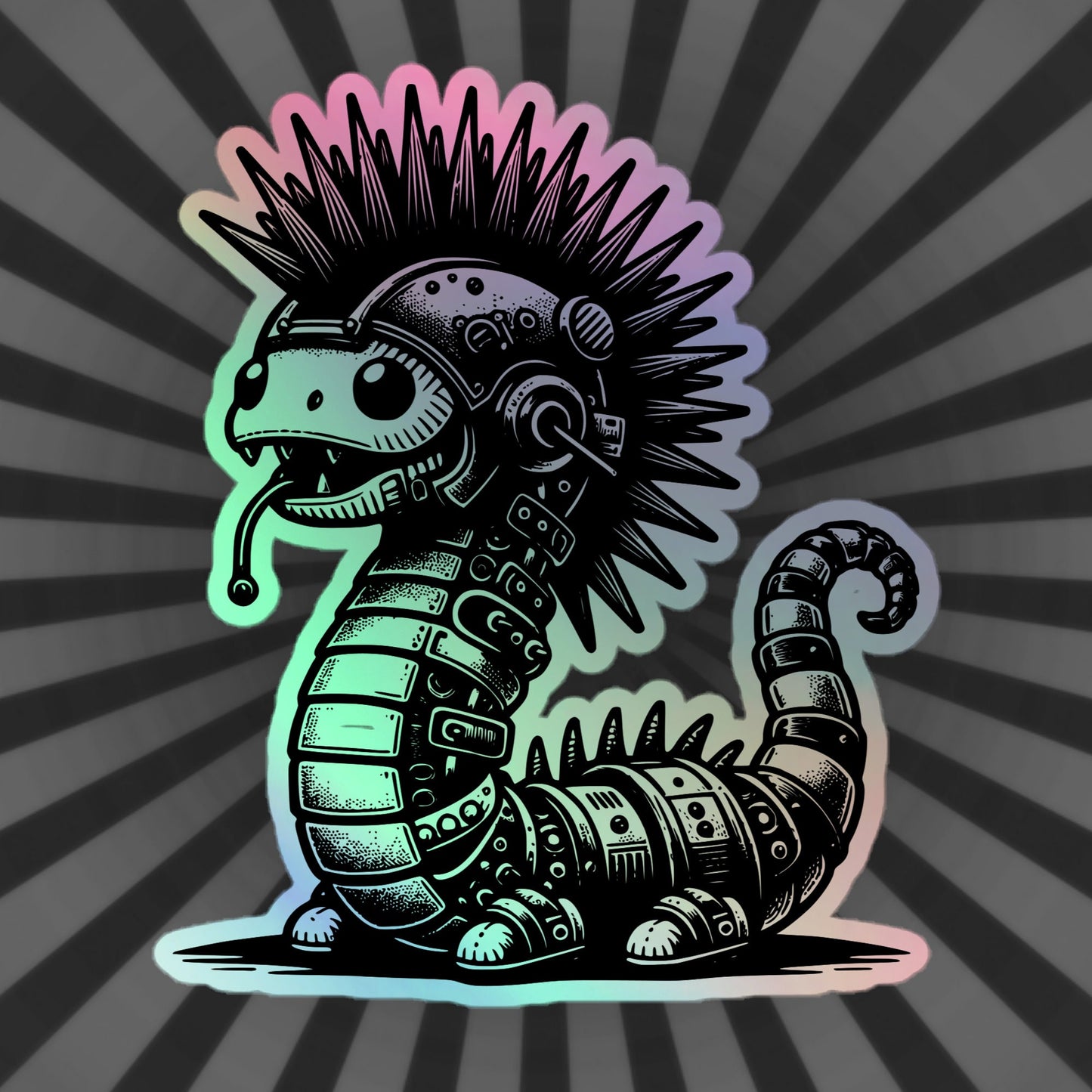 Gothic Grunge Punkrock Cyborg Locknest Monster Sticker Vinyl Holographic Cyberpunk Lock Ness Nessie Sticker