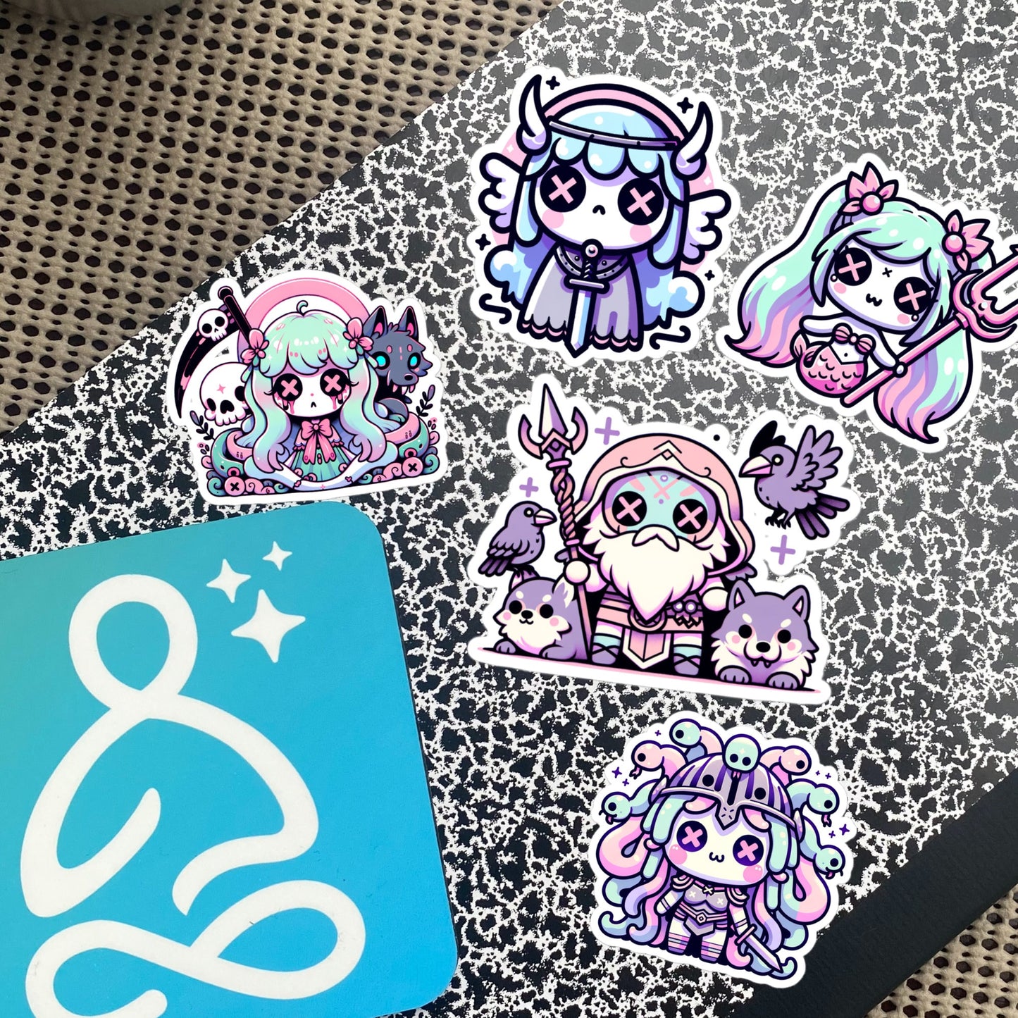 Creepy Cute Gore Mythical Characters Sticker Sheet Grunge Pastel Goth Odin Valkyrie Hel Medusa Siren Sticker Pack