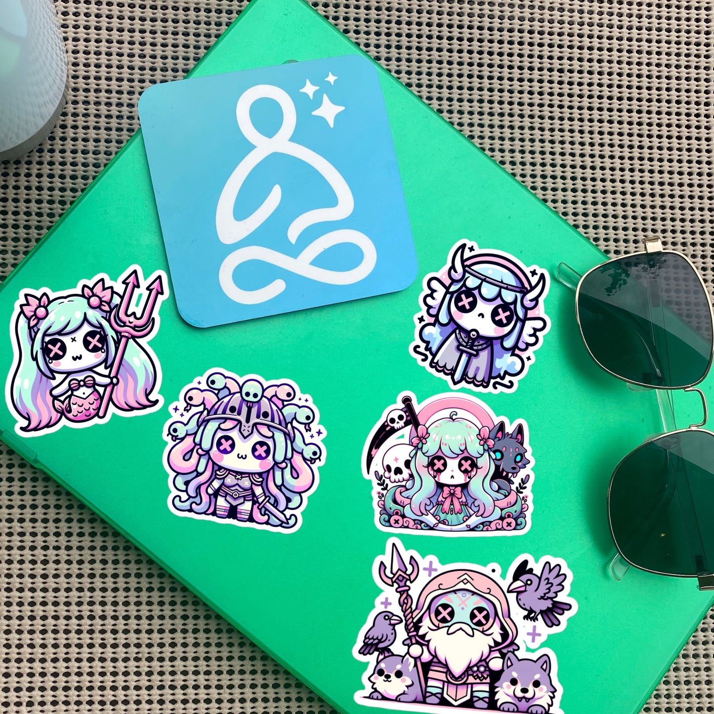 Creepy Cute Gore Mythical Characters Sticker Sheet Grunge Pastel Goth Odin Valkyrie Hel Medusa Siren Sticker Pack