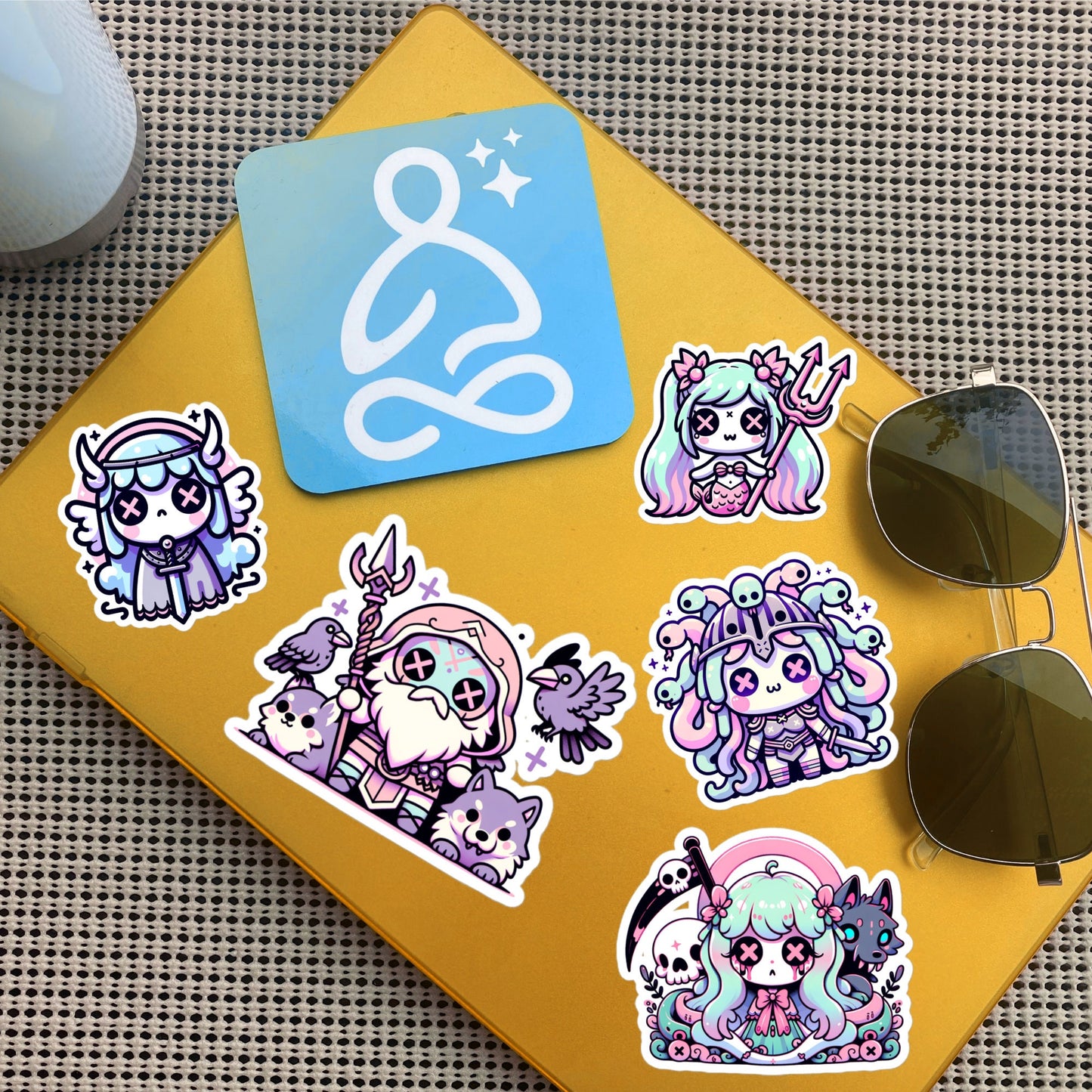 Creepy Cute Gore Mythical Characters Sticker Sheet Grunge Pastel Goth Odin Valkyrie Hel Medusa Siren Sticker Pack