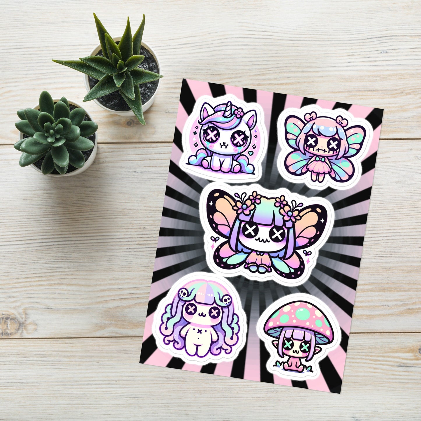 Creepy Cute Gore Mythical Faery Characters Sticker Sheet Grunge Pastel Goth Unicorn Mushroom Elf Fairy Medusa Sticker Pack
