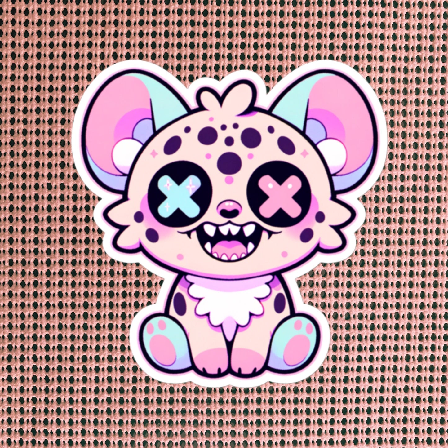 Creepy Cute Gore Clowncore Laughing Hyena Sticker Weirdcore Grunge Pastel Goth Hyena Vinyl Waterproof Sticker