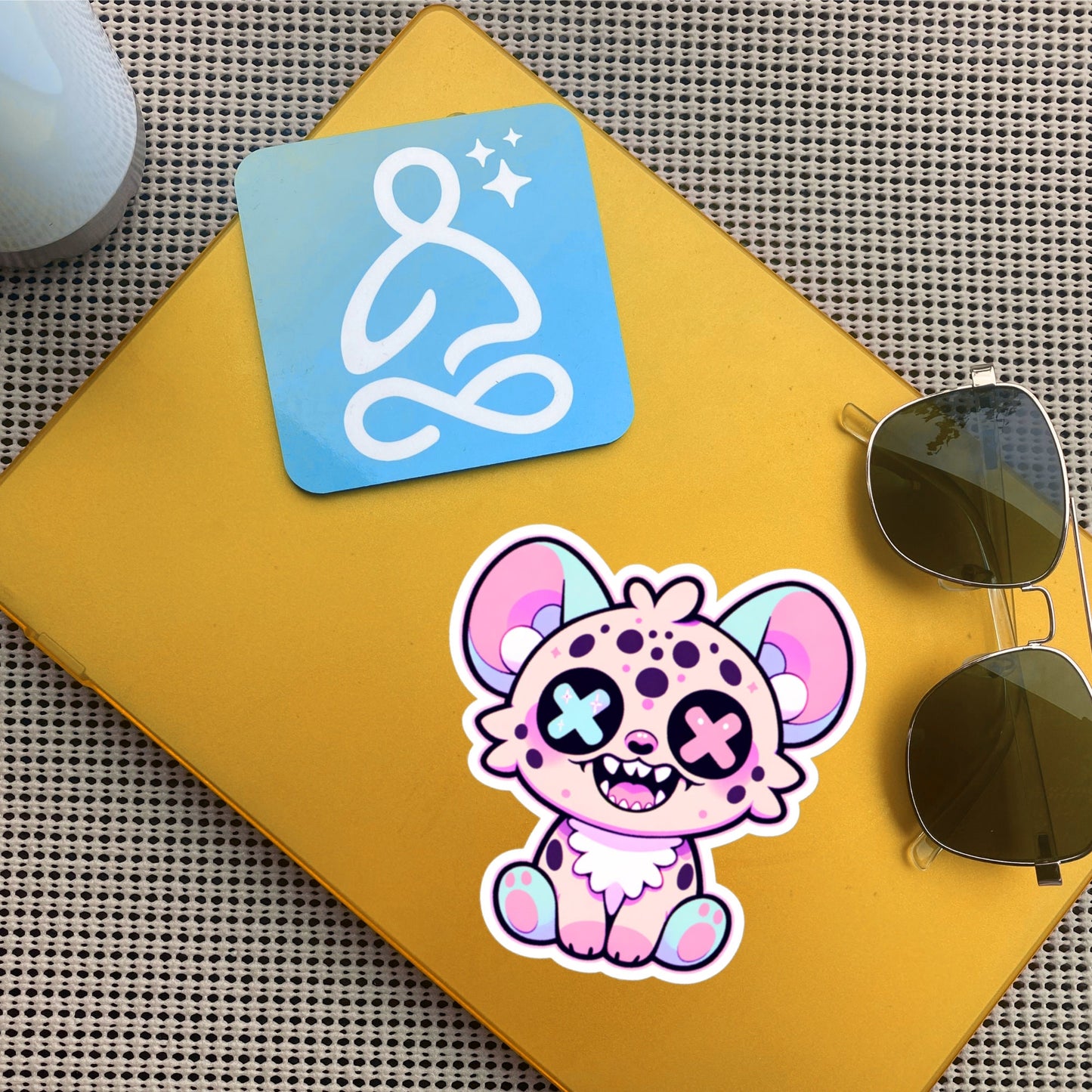 Creepy Cute Gore Clowncore Laughing Hyena Sticker Weirdcore Grunge Pastel Goth Hyena Vinyl Waterproof Sticker