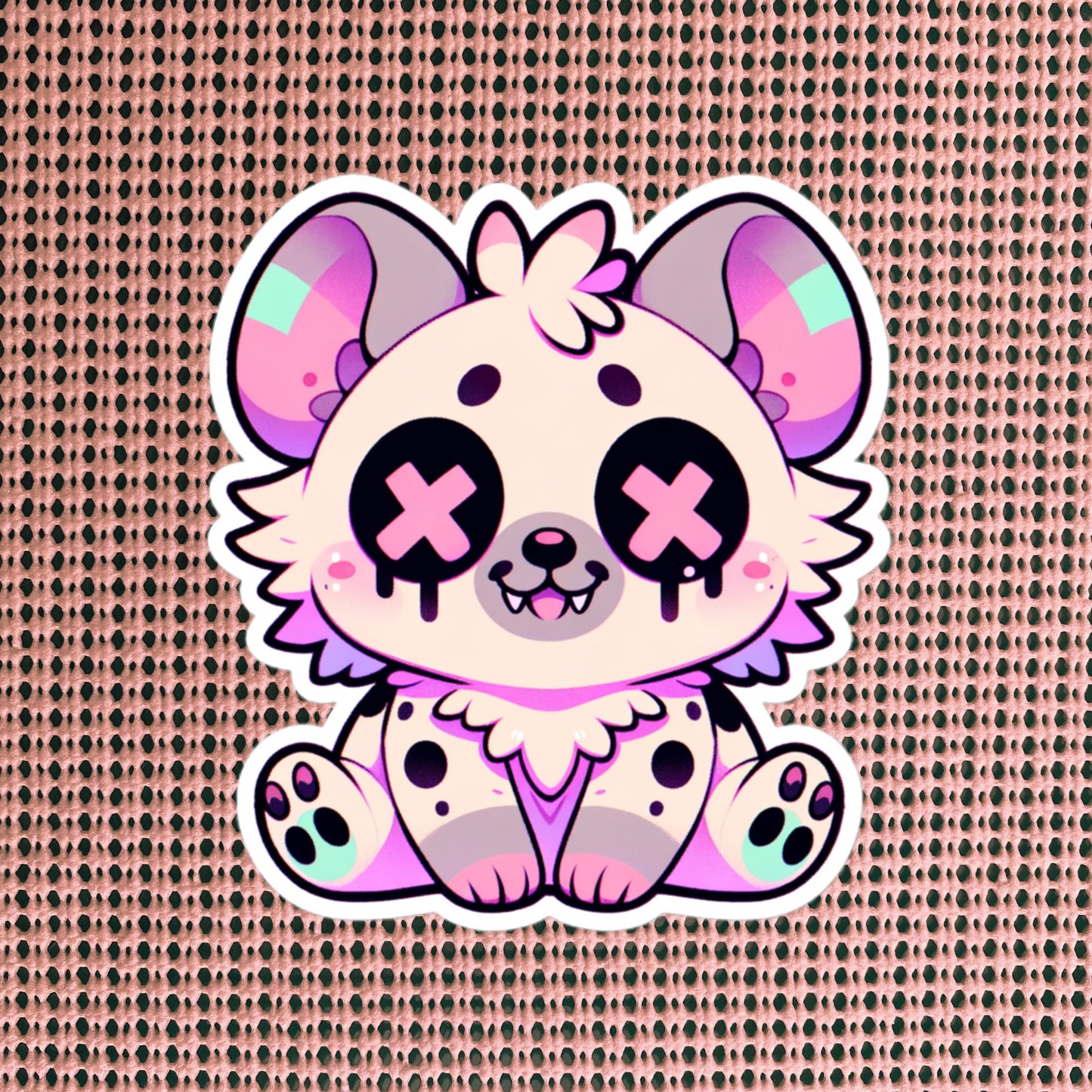 Creepy Cute Gore Clowncore Hyena Sticker Weirdcore Grunge Pastel Goth Hyena Vinyl Waterproof Sticker