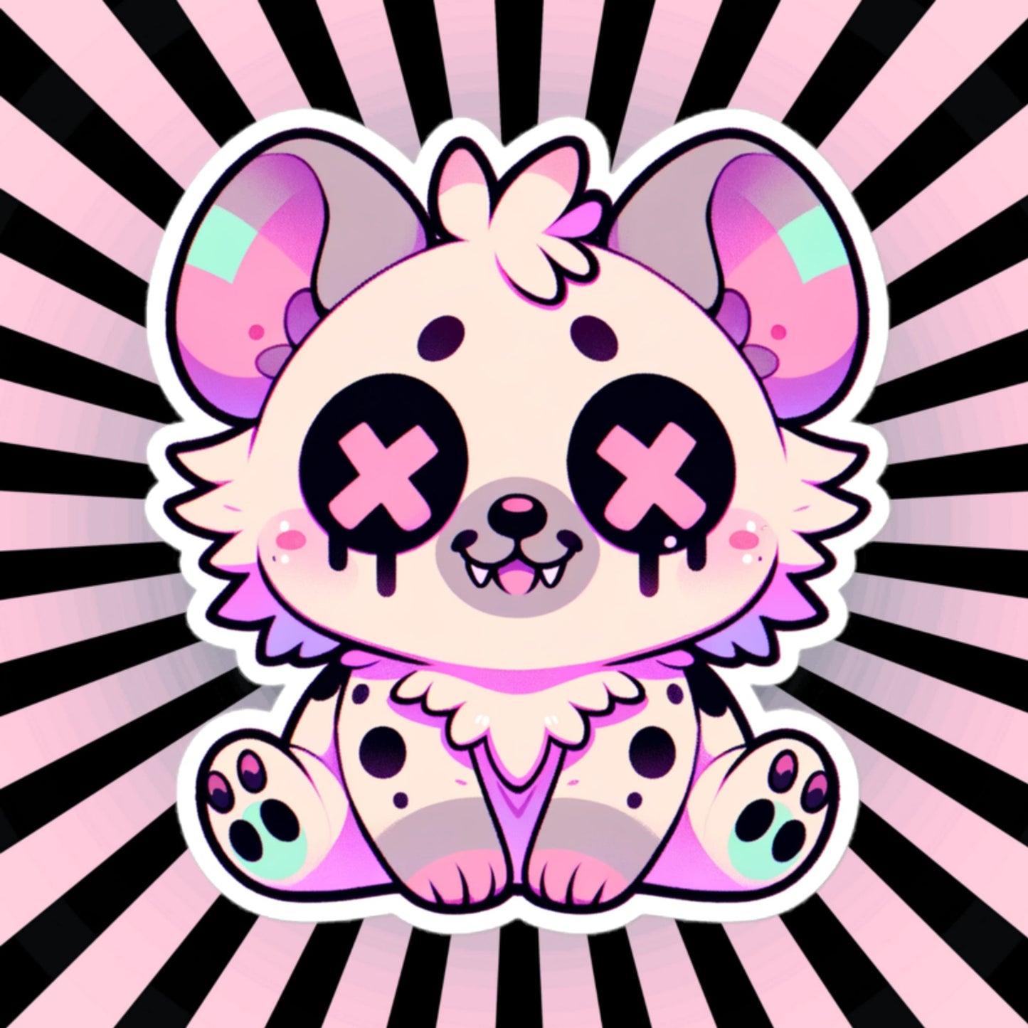 Creepy Cute Gore Clowncore Hyena Sticker Weirdcore Grunge Pastel Goth Hyena Vinyl Waterproof Sticker
