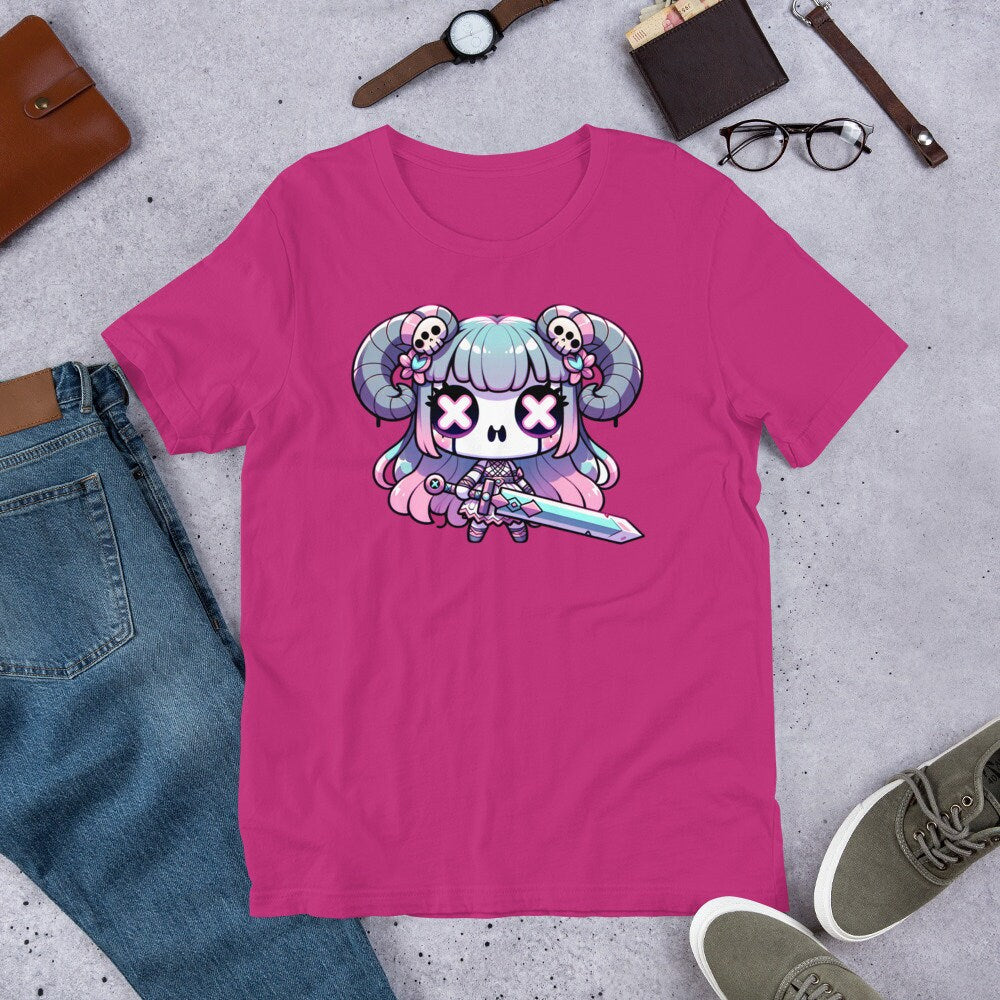Weirdcore Pastel Goth Grunge Gore Creepy Cute Gothic Norse Valkyrie T-Shirt