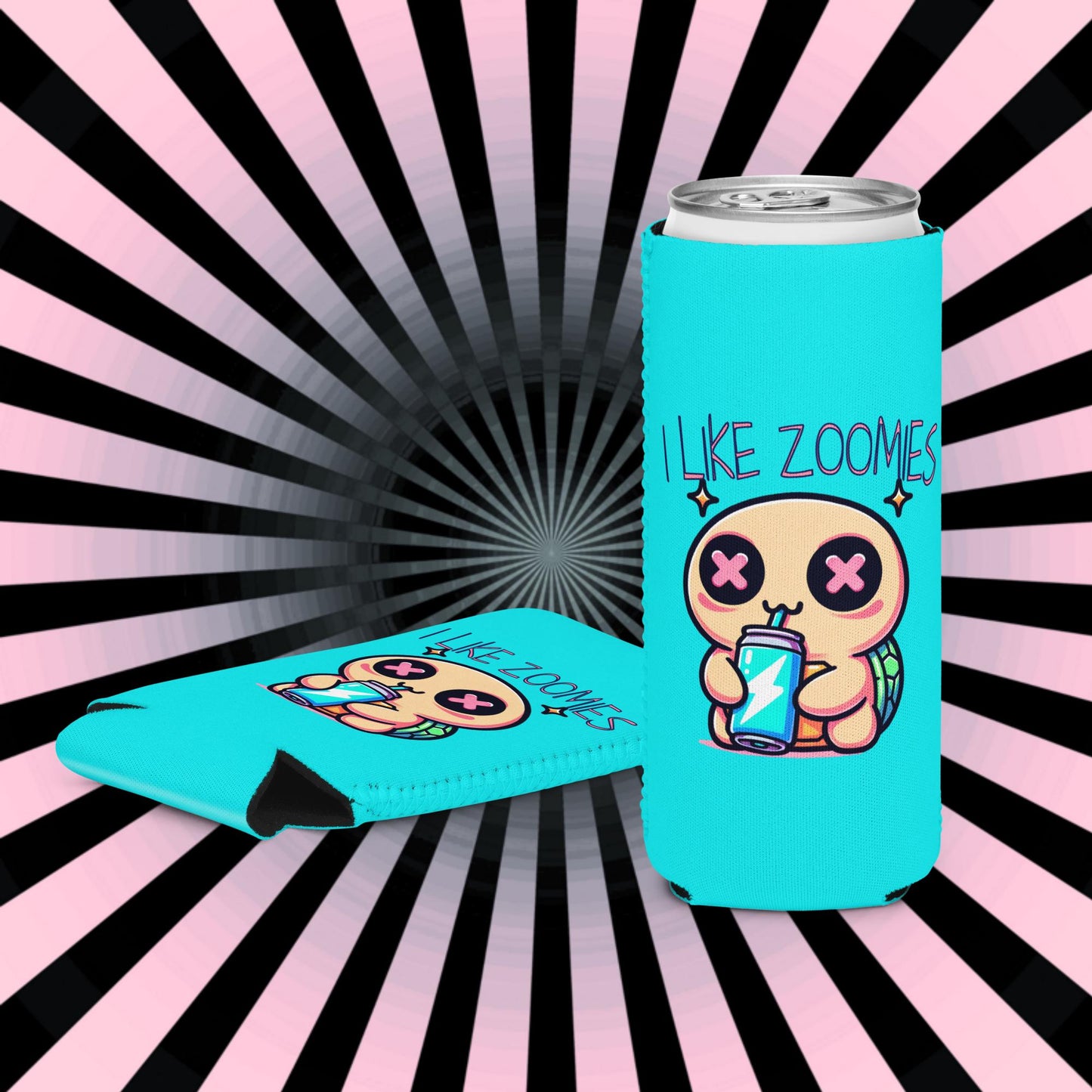 Pastel Goth Weirdcore Zoomies Beer Cozie Grunge Turtle Tortoise Can Cooler Koozie