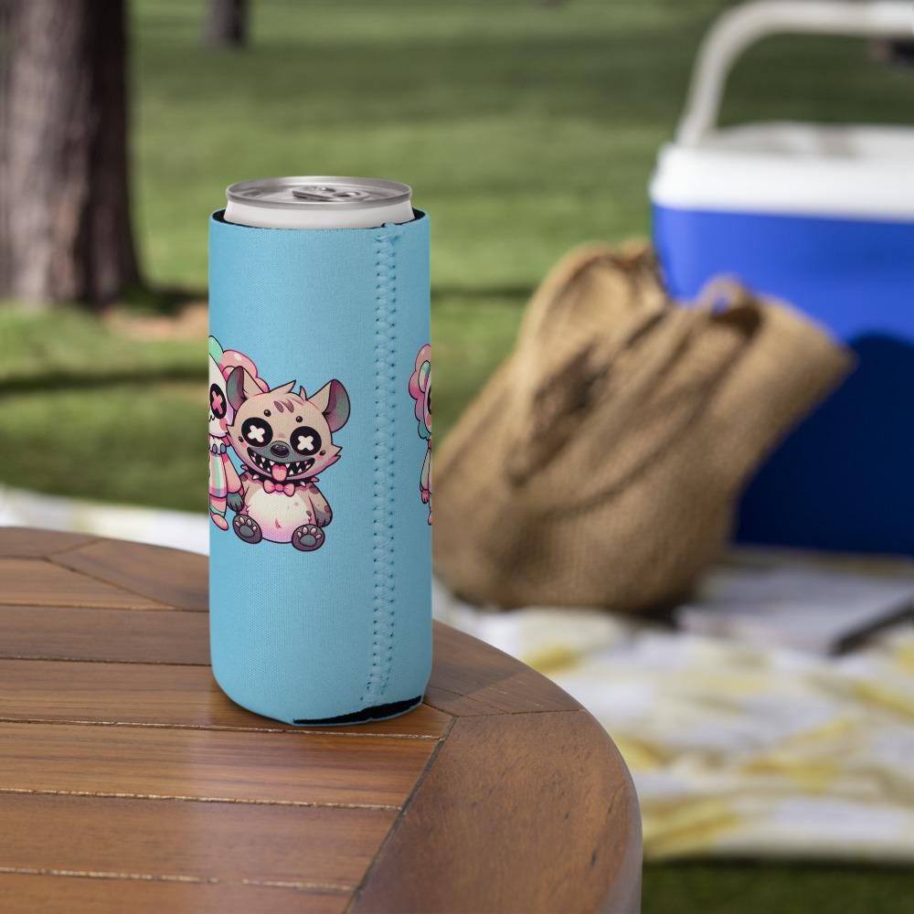 Spooky Creepy Cute Hyena Clown Pals Beer Holder Clowncore Weirdcore Friends Beverage Cozie