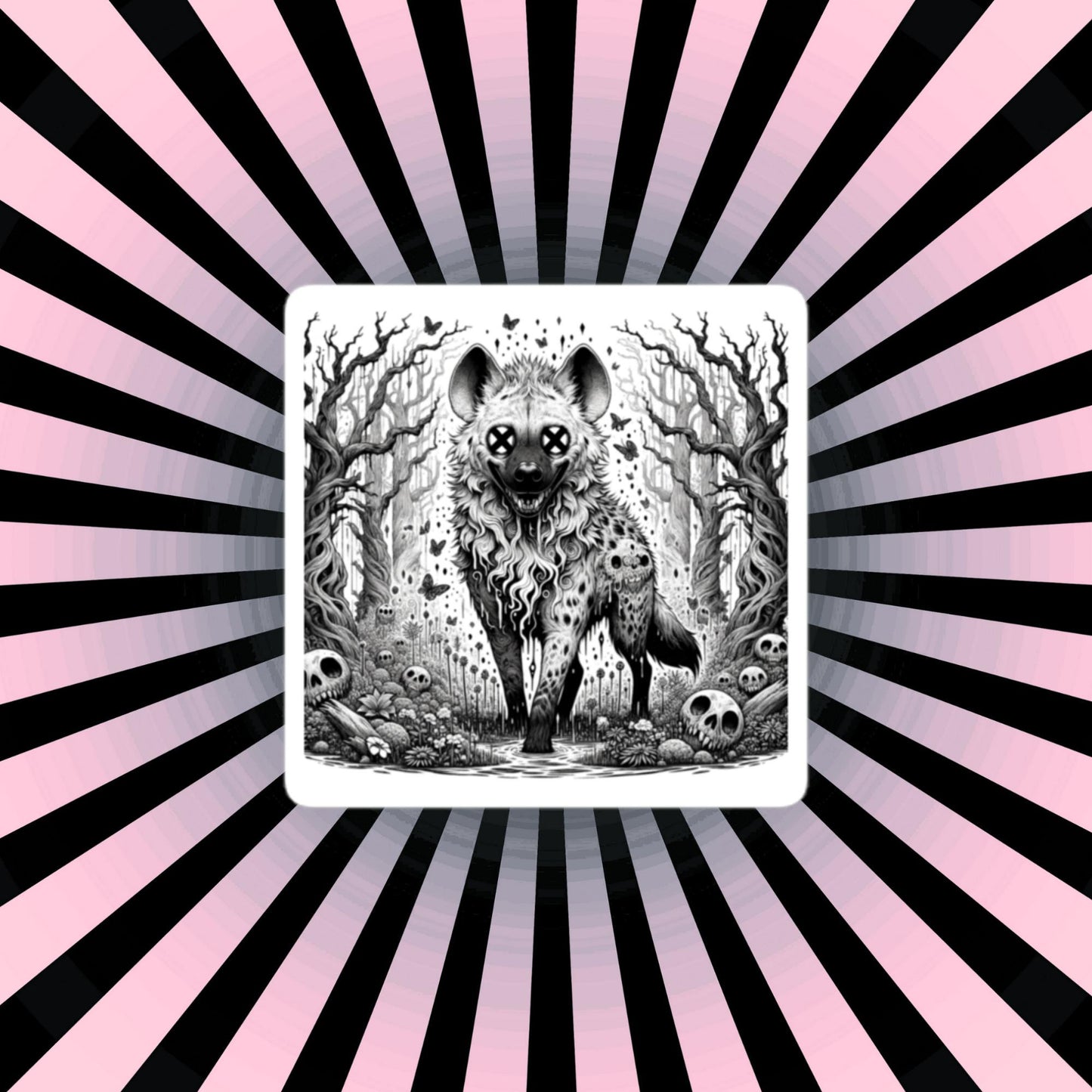 Dark Forest Spooky Creepy Weirdcore Hyena Waterproof Vinyl Sticker