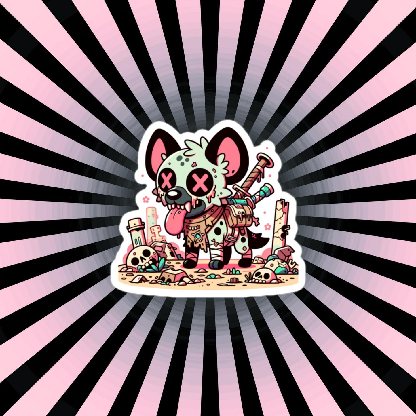 Weirdcore Gore Zombie Hyena Grunge Waterproof Vinyl Sticker
