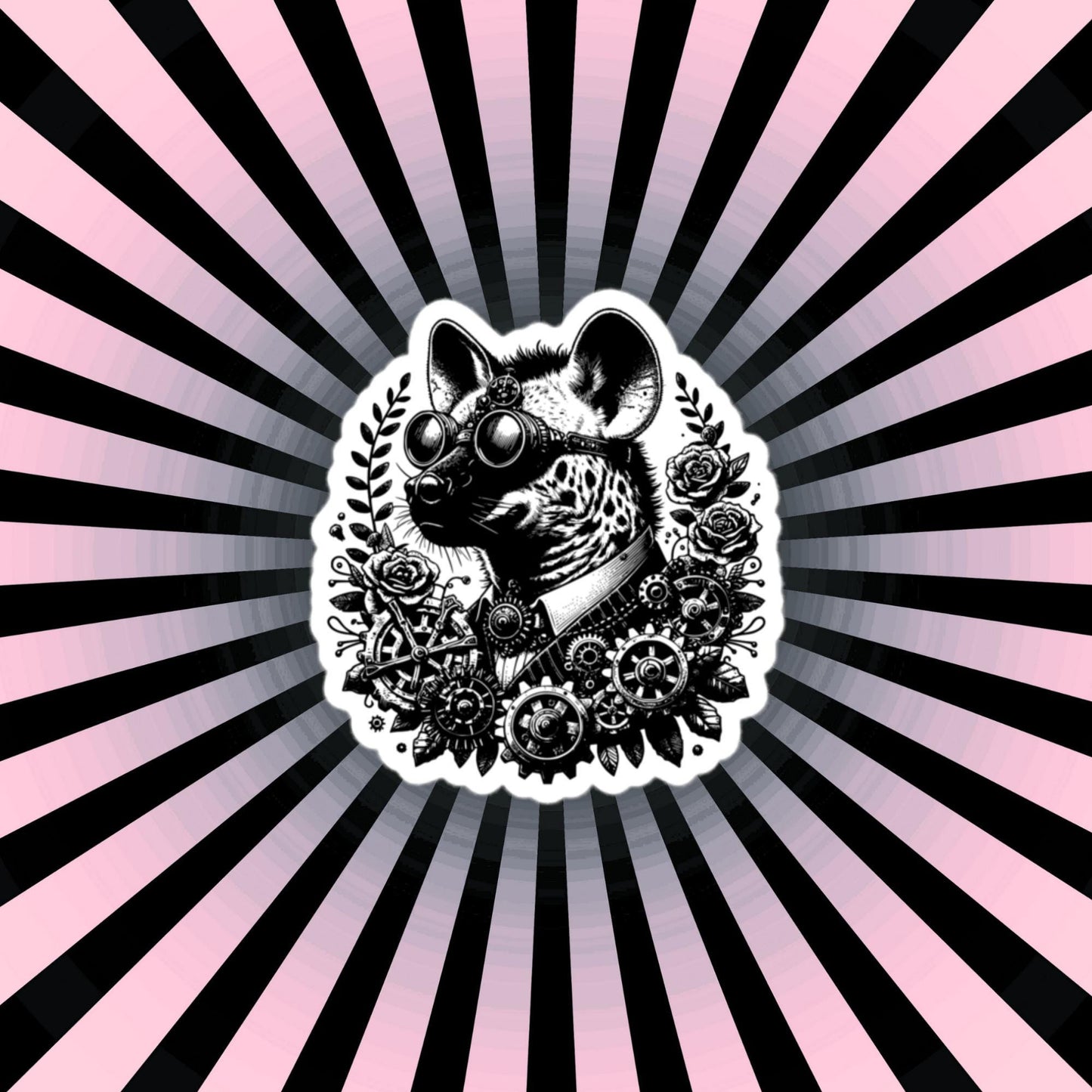 Steampunk Grunge Gears Weirdcore Hyena Waterproof Vinyl Sticker