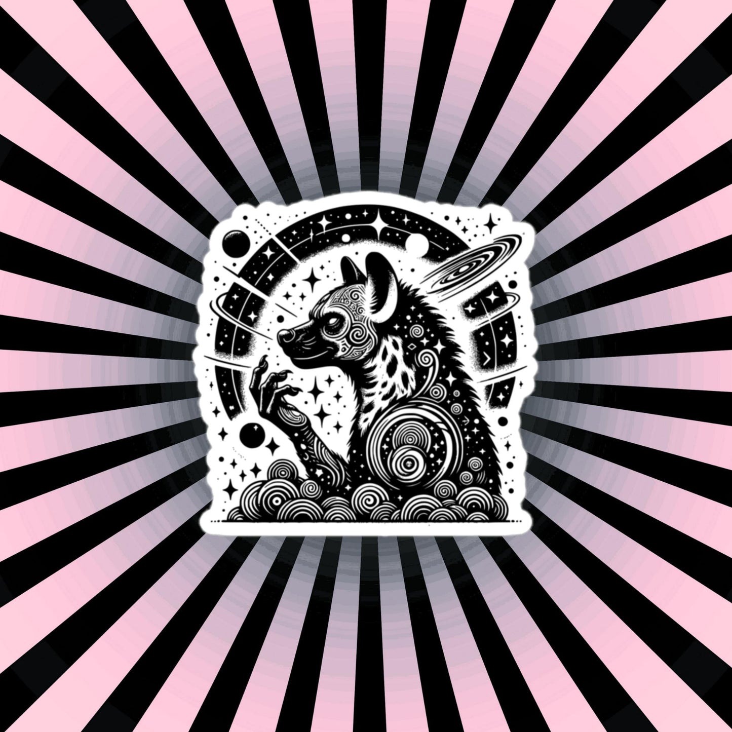 Galactic Cosmic Wisdom Grunge Gothic Hyena Waterproof Vinyl Sticker