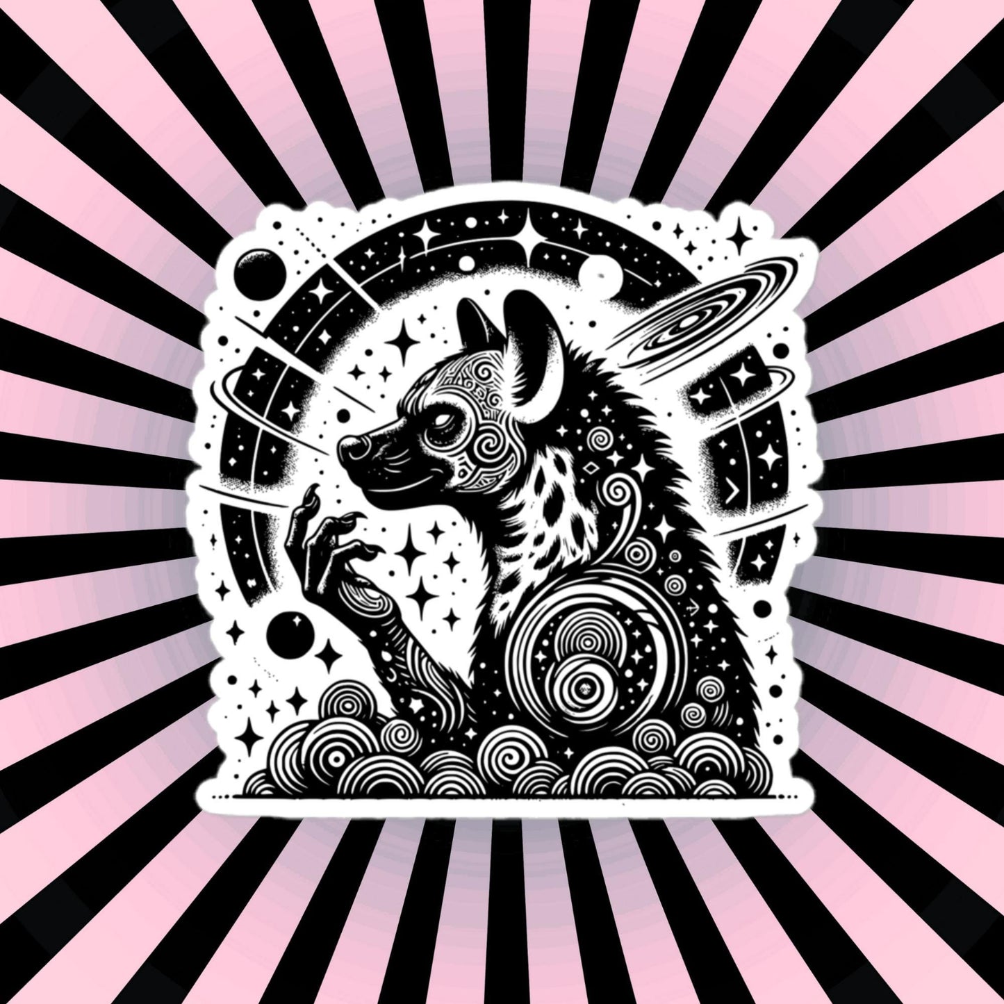 Galactic Cosmic Wisdom Grunge Gothic Hyena Waterproof Vinyl Sticker