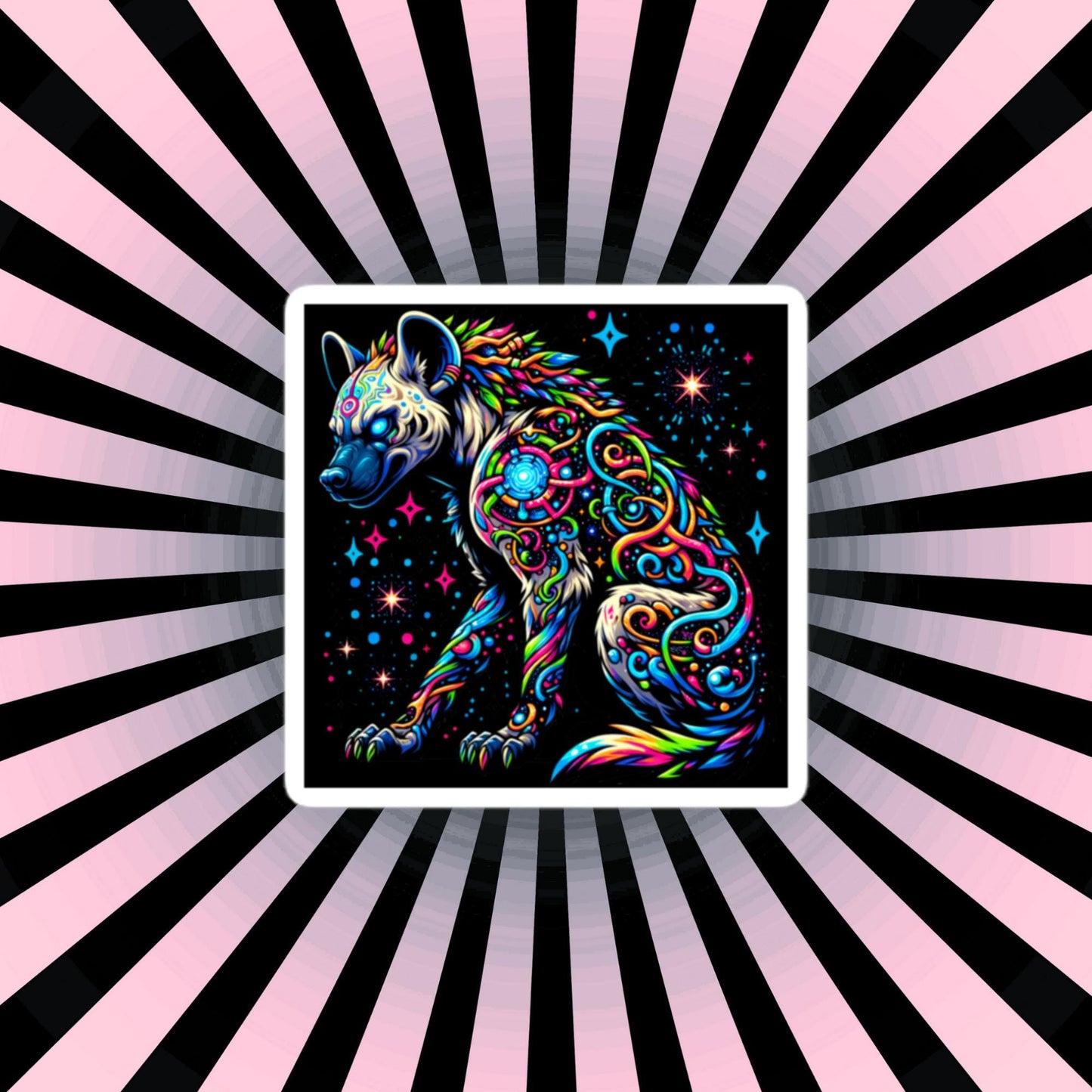 Cosmic galactic Trippy Powerful Hyena Weirdcore Trippy Waterproof Vinyl Sticker