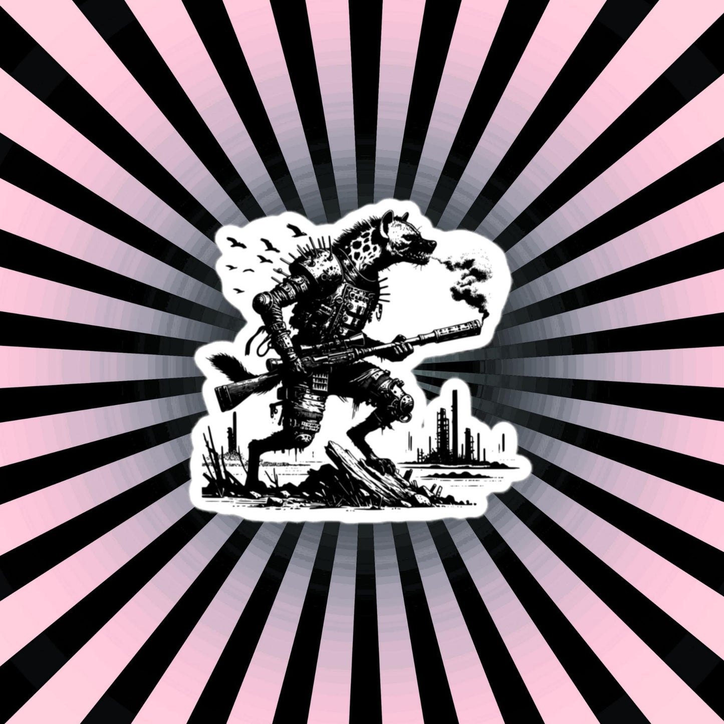 Apocalyptic Gothic Dystopian Grunge Hyena Vinyl Sticker