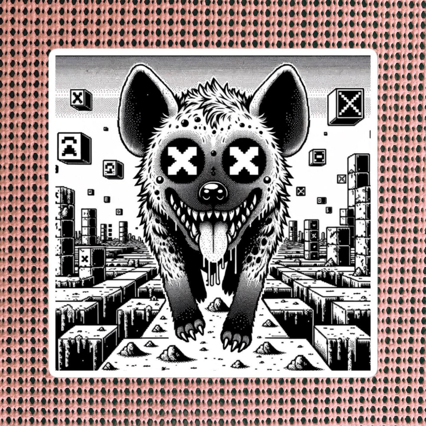 Weirdcore Trippy Video Game Pixel Hyena Waterproof Vinyl Sticker