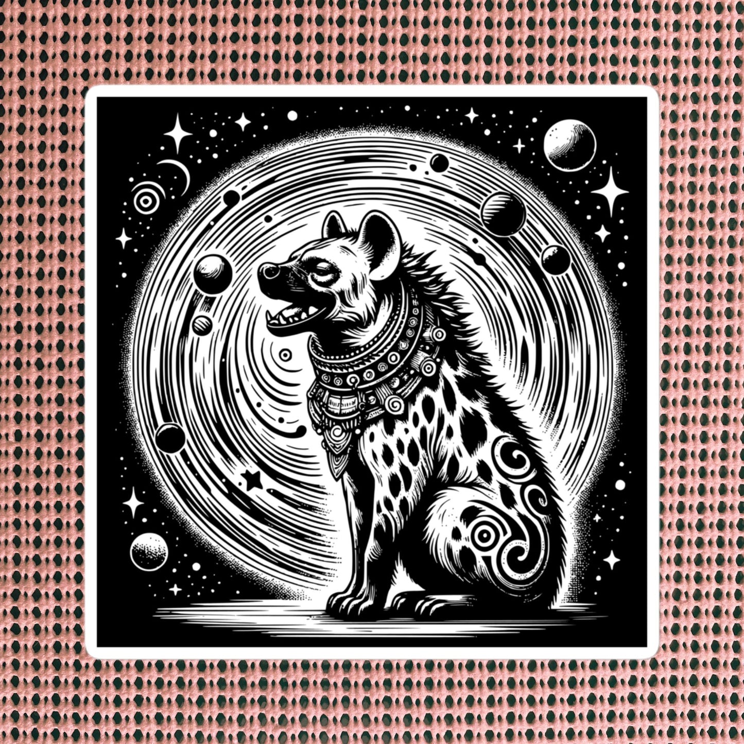 Weirdcore Cosmic Shaman Hyena Waterproof Vinyl Sticker