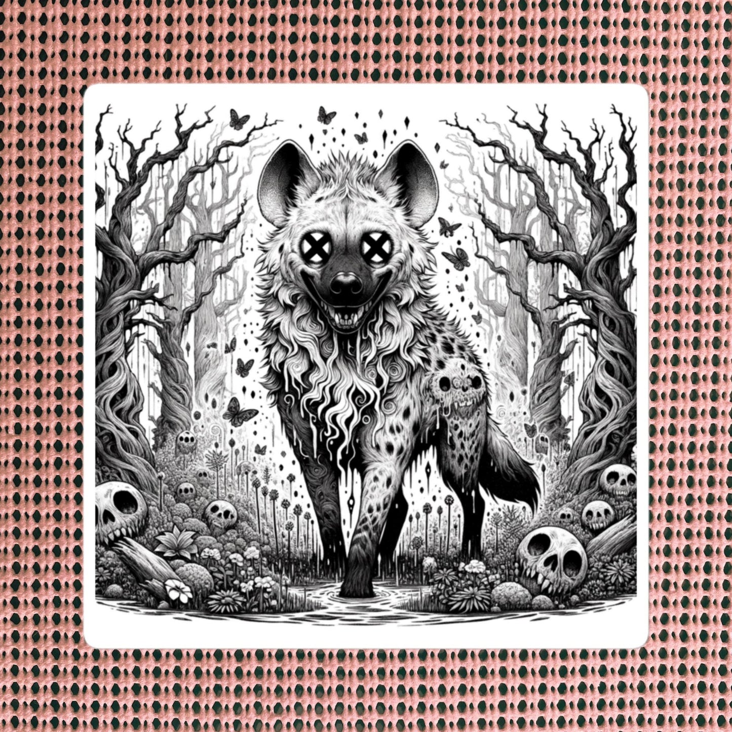 Dark Forest Spooky Creepy Weirdcore Hyena Waterproof Vinyl Sticker
