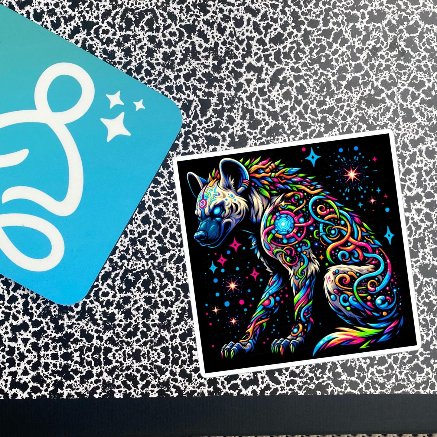 Cosmic galactic Trippy Powerful Hyena Weirdcore Trippy Waterproof Vinyl Sticker