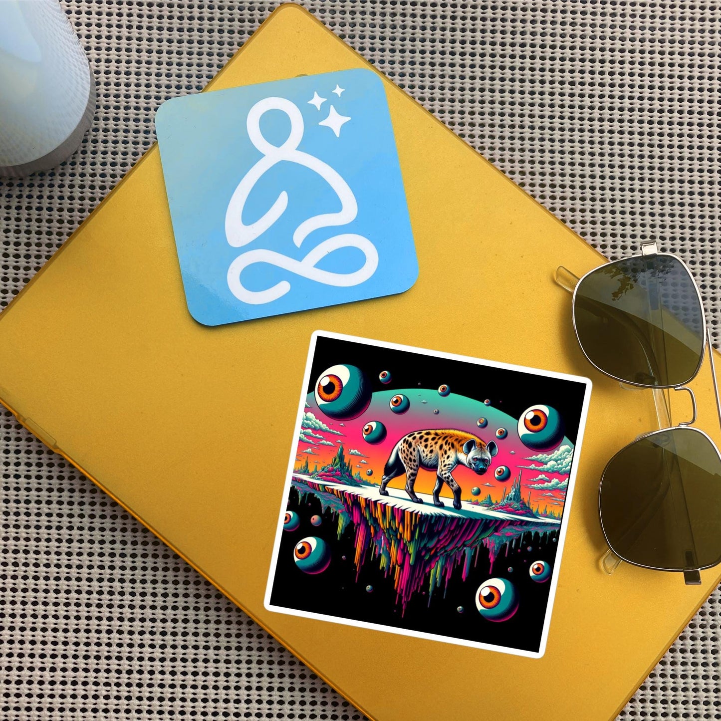 Dark Trippy Eye Balls Dimensional Art Hyena Dark Travels Waterproof Vinyl Hyena