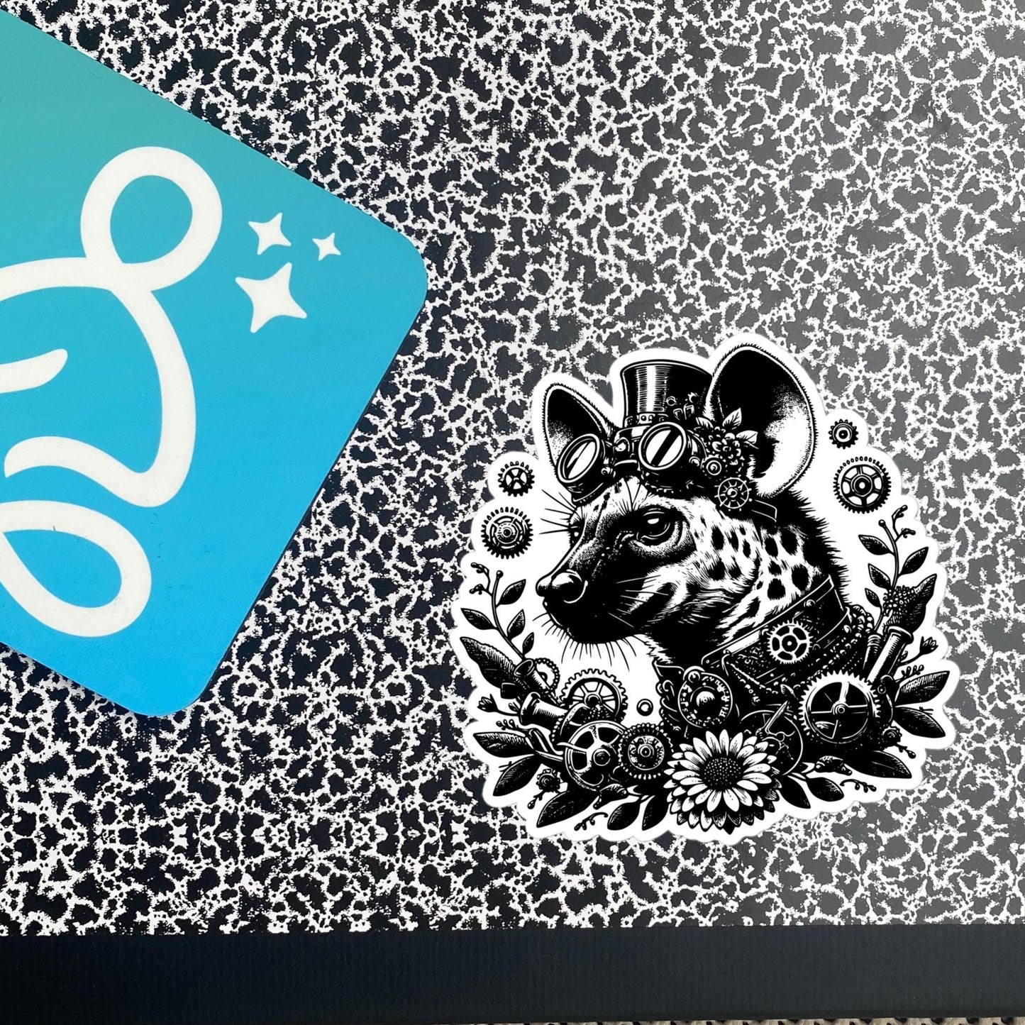 Weirdcore Steampunk Floral Gears Punk Grunge Hyena Waterproof Vinyl Sticker
