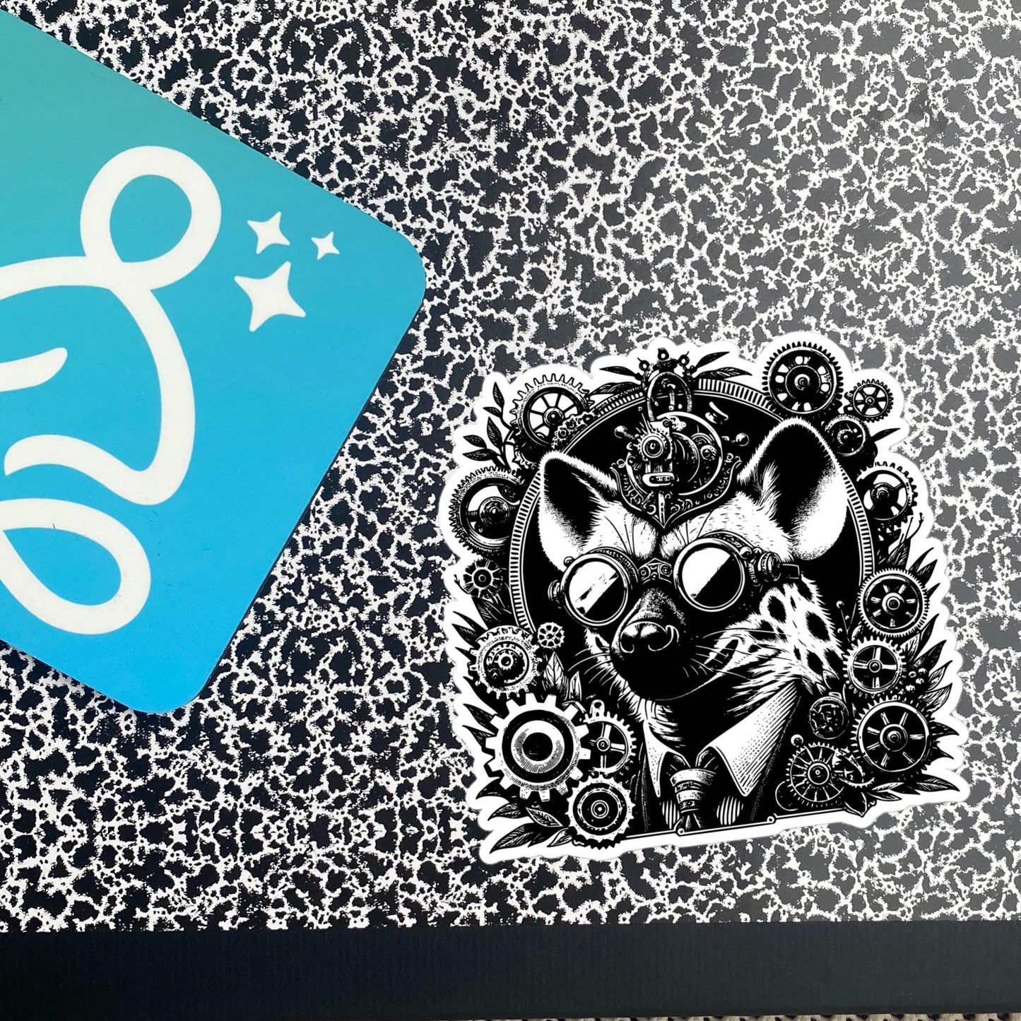 Industrial Steampunk Weirdcore Hyena Waterproof Vinyl Sticker