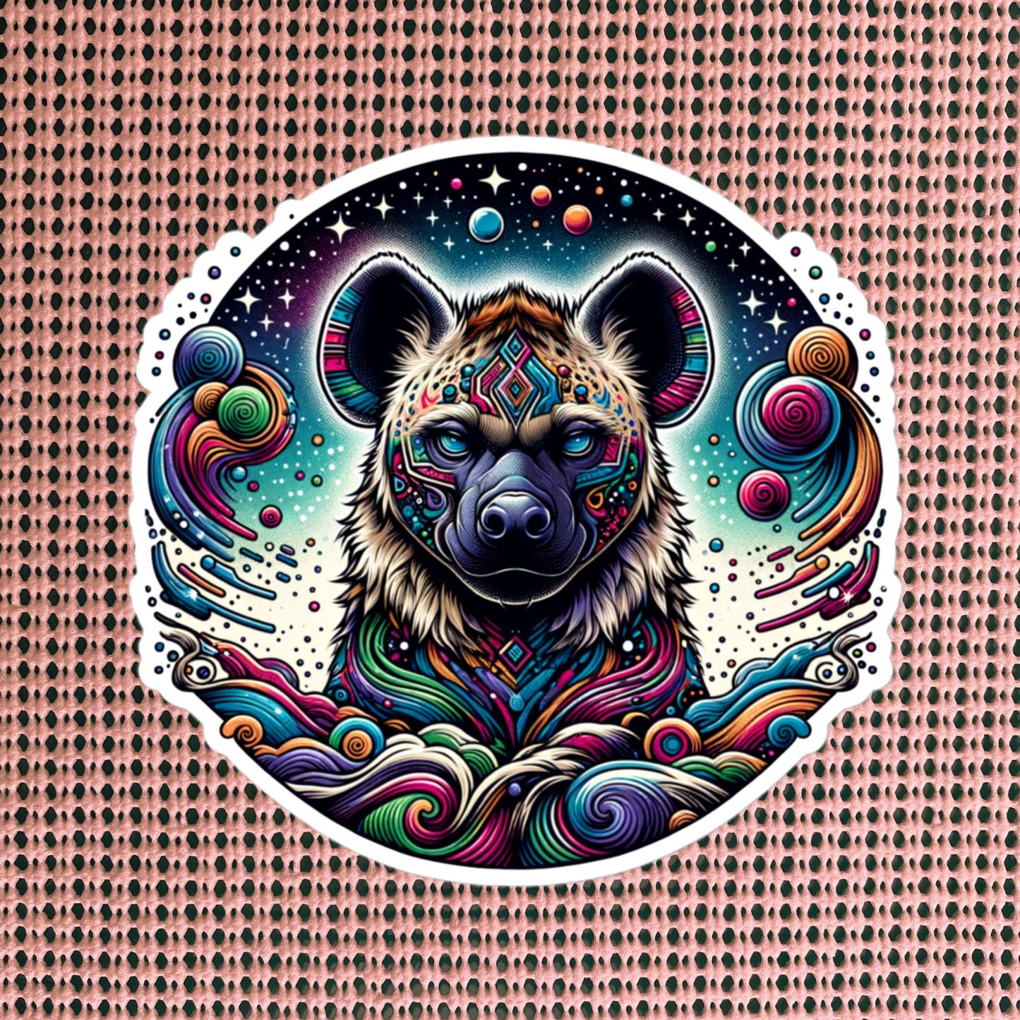 Galactic Cosmic Weirdcore Colorful Hyena Waterproof Vinyl Sticker