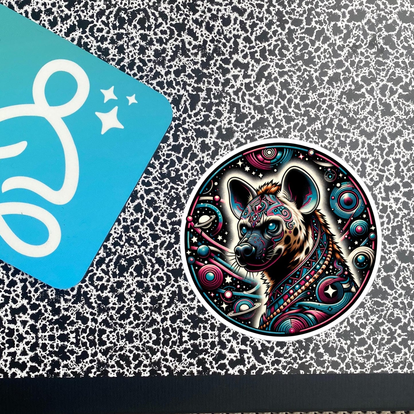 Cosmic Dystopian Futuristic Colorful Weirdcore Hyena Sticker