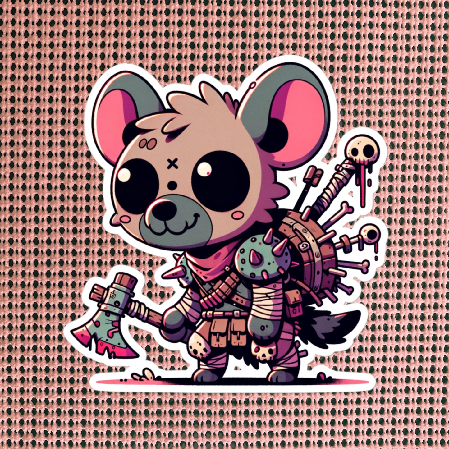 Dystopian Creepy Cute Weirdcore Zombie Hyena Kawaii Waterproof Vinyl Sticker